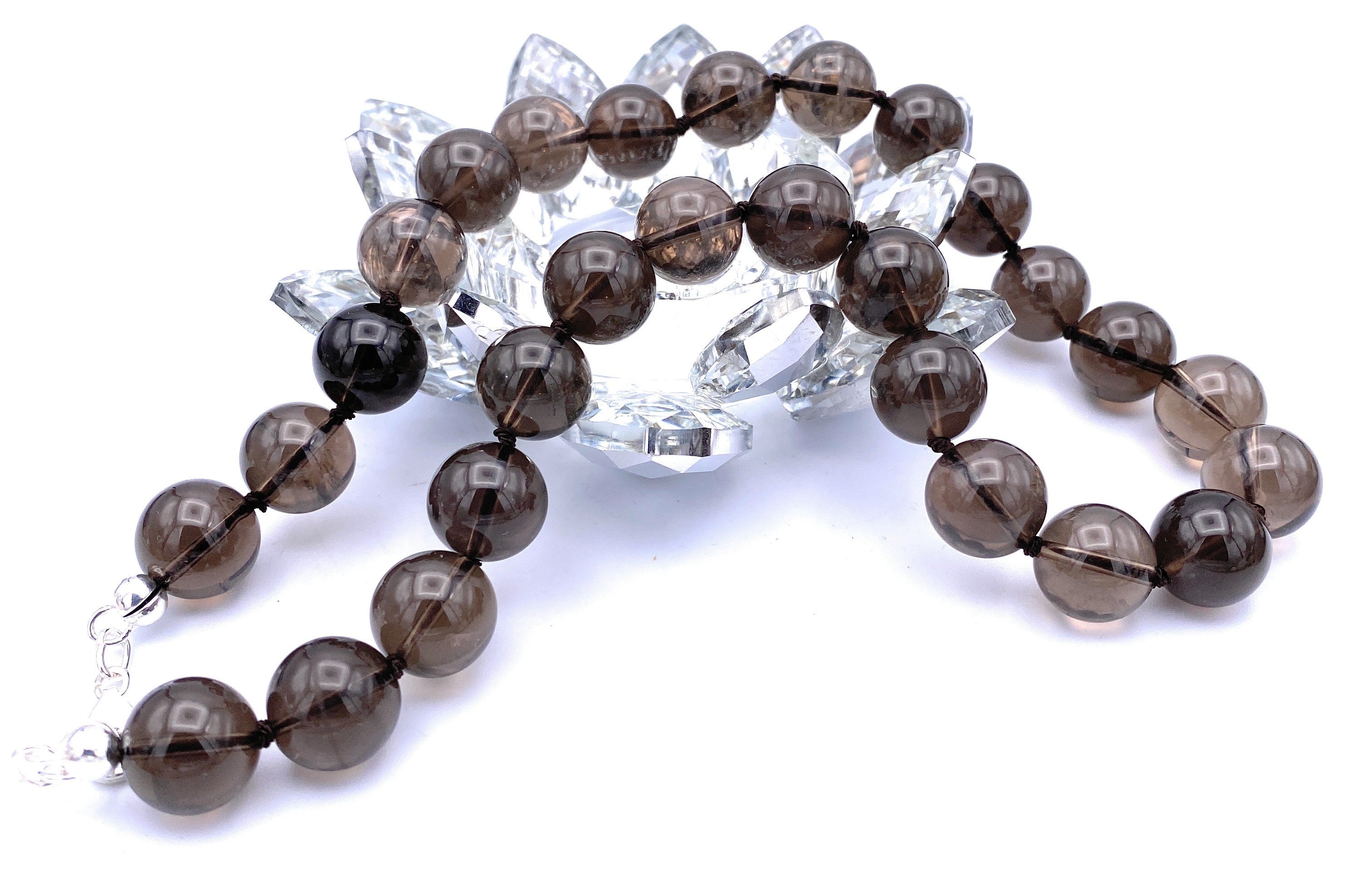 Rauchquarz Kugel Halskette 14mm