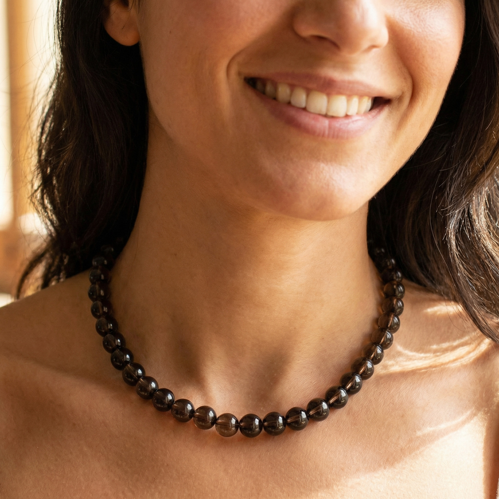 Rauchquarz Kugel Halskette 6mm