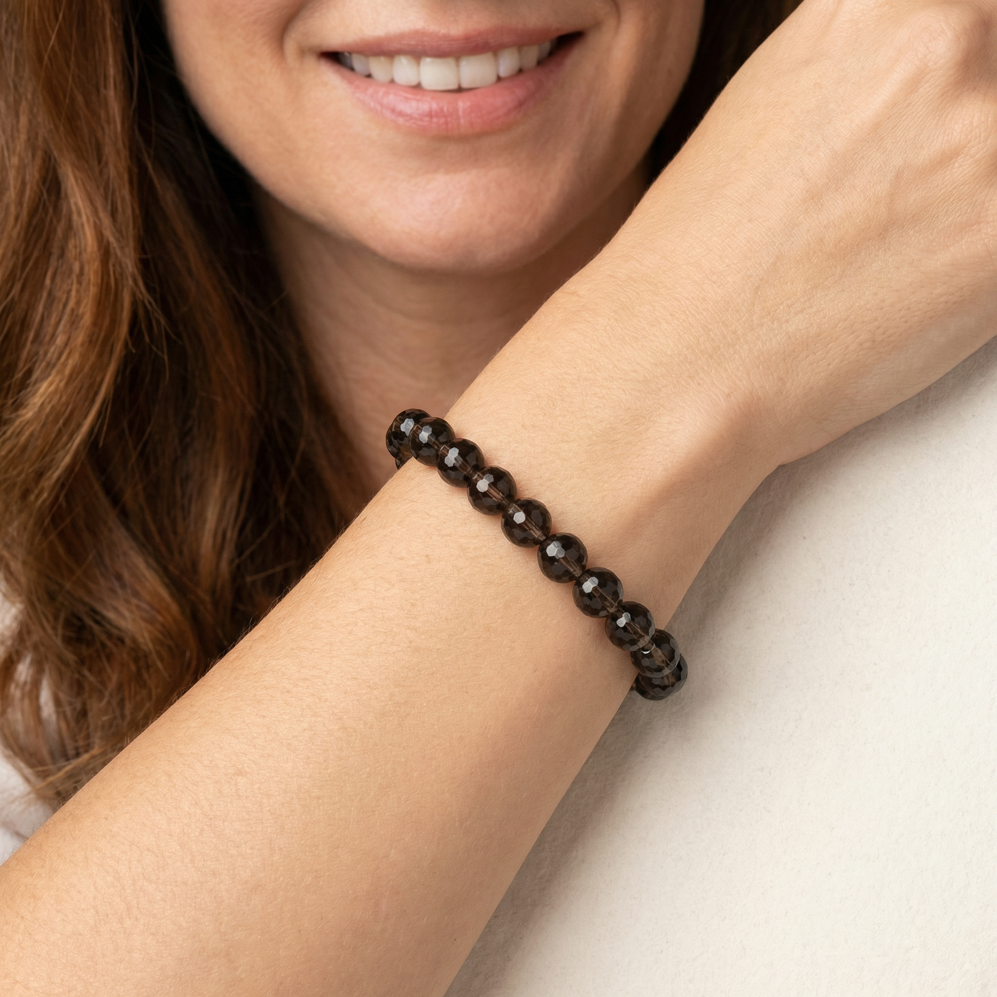 Facettiertes Rauchquarz Armband 8mm