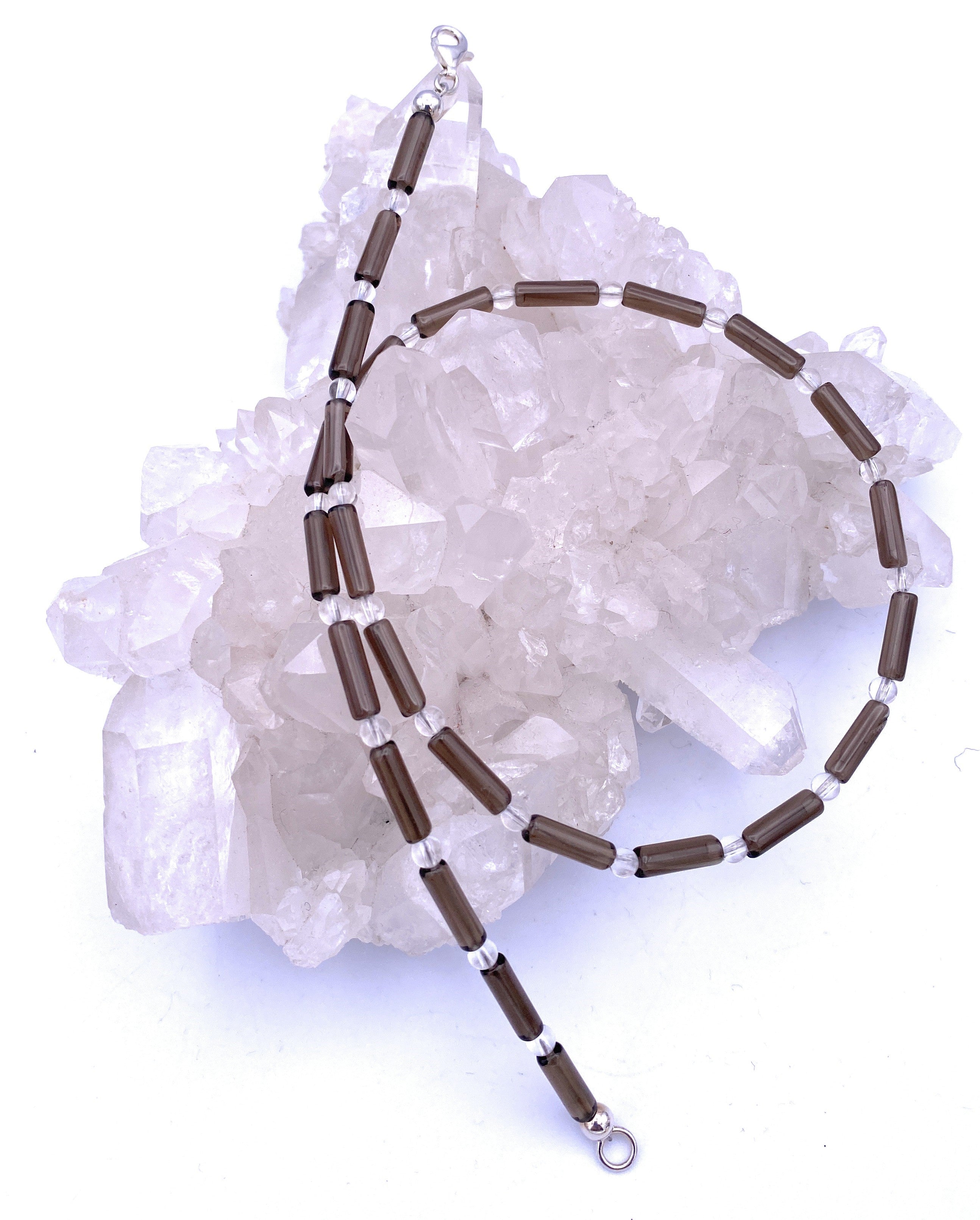 Rauchquarz Walzenkette mit Bergkristall