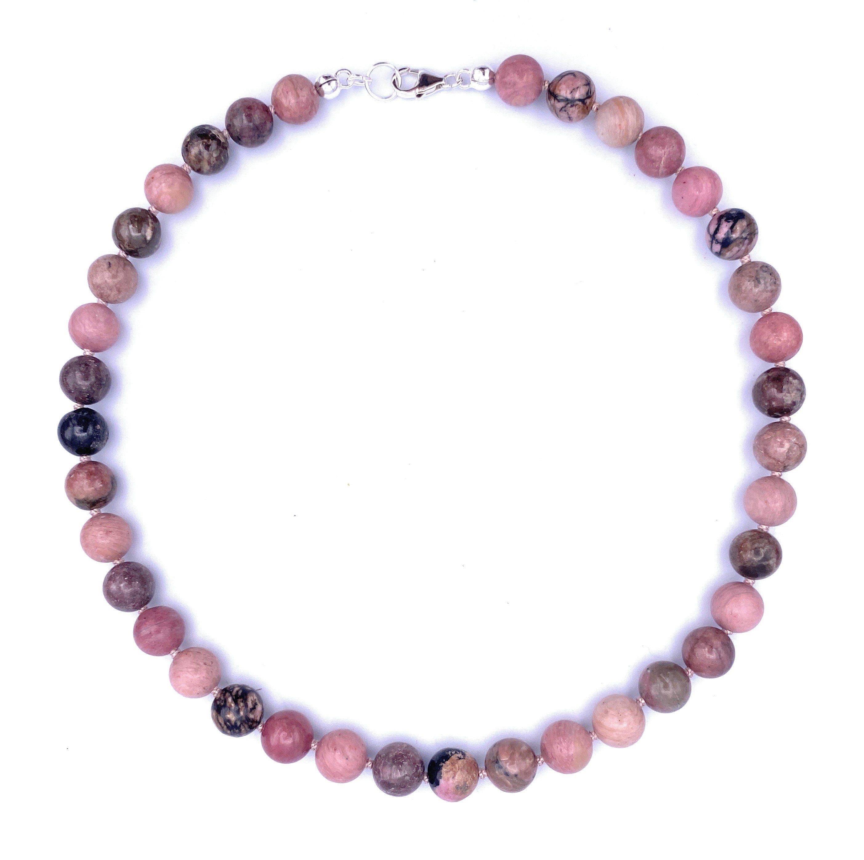Rhodonit Kugel Halskette 10mm
