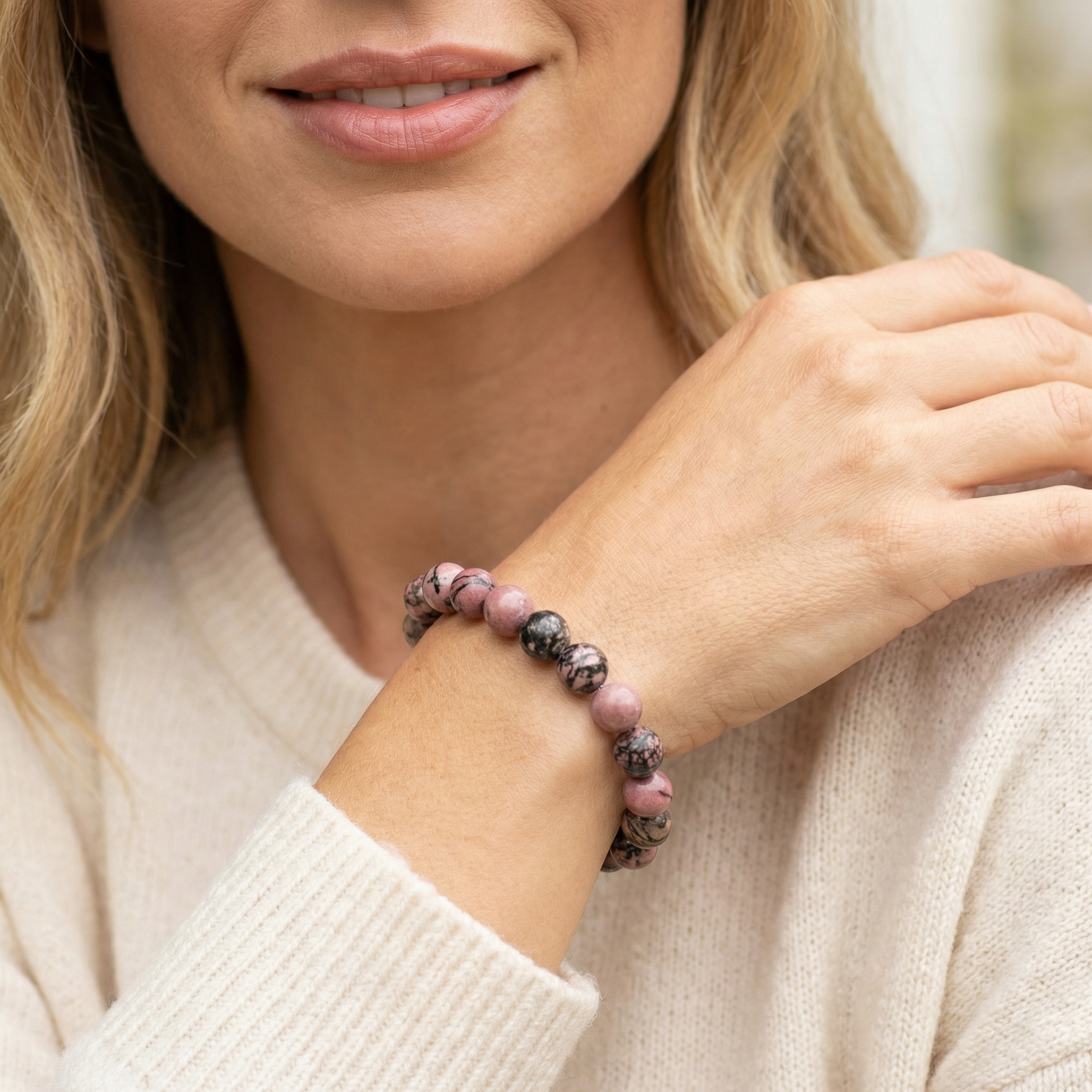 Rhodonit Armband 12 mm