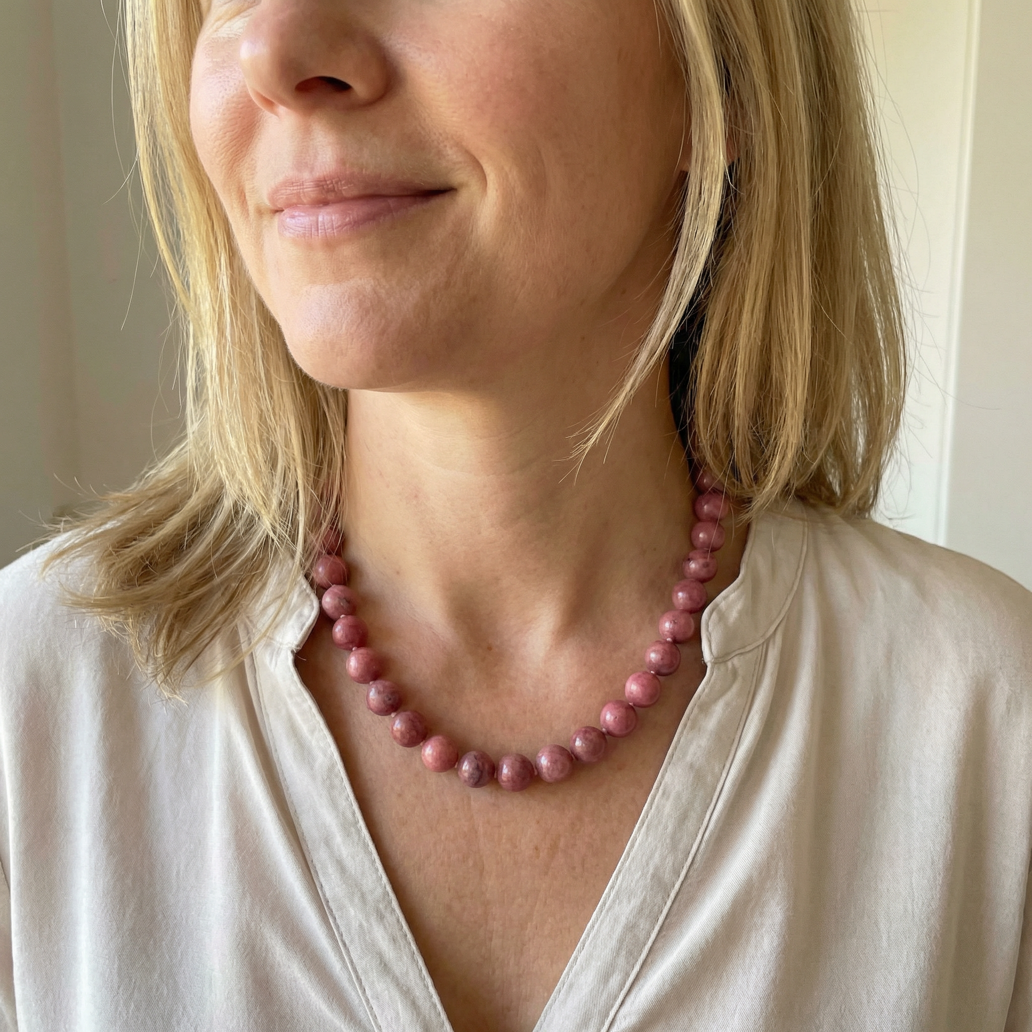 Rhodonit Kugel Halskette 8mm