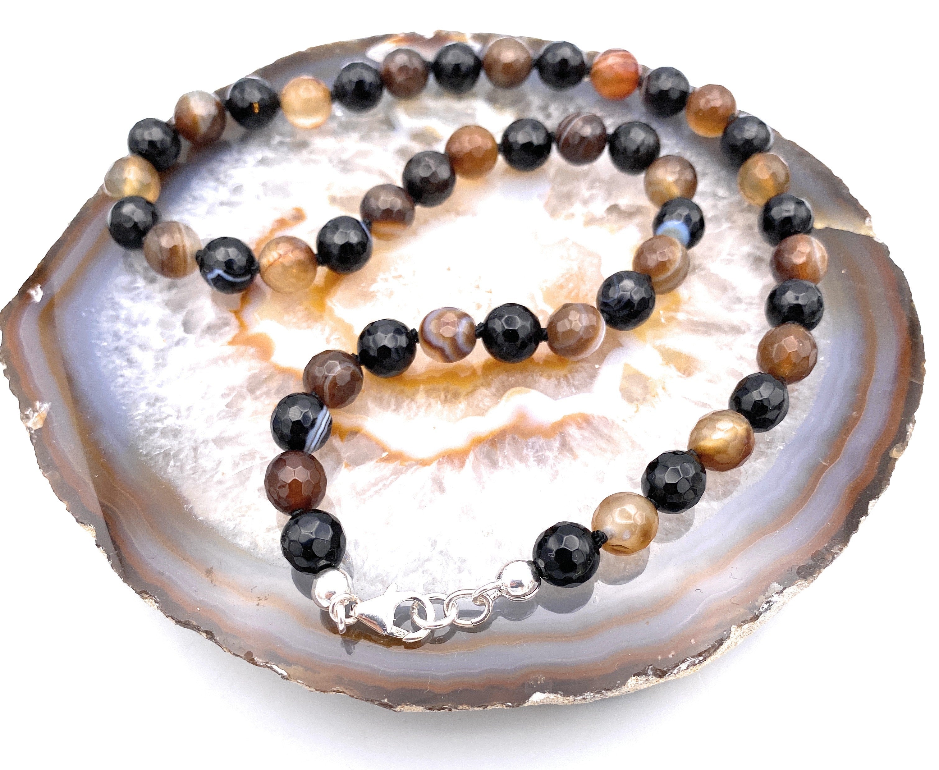 Facettierte Sardonyx Halskette 8 mm