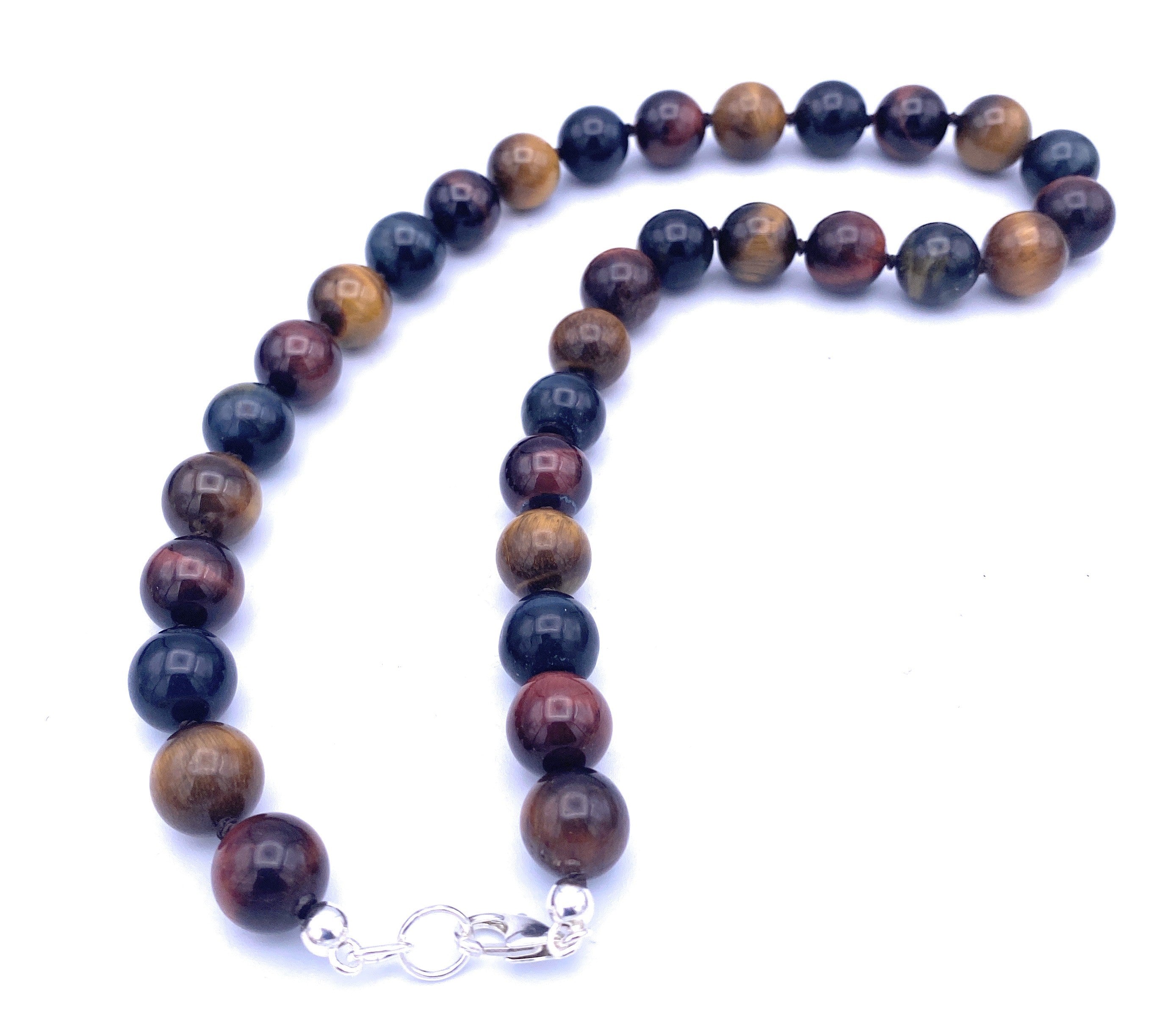 Tigerauge Kugel Halskette 12mm