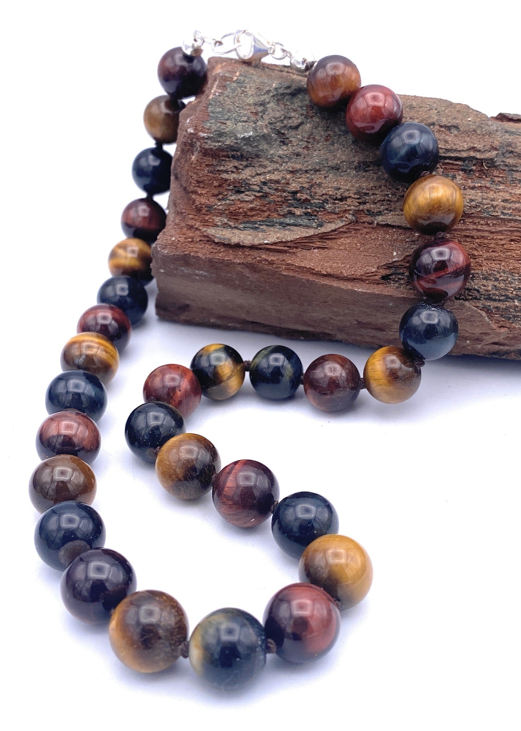 Tigerauge Kugel Halskette 12mm