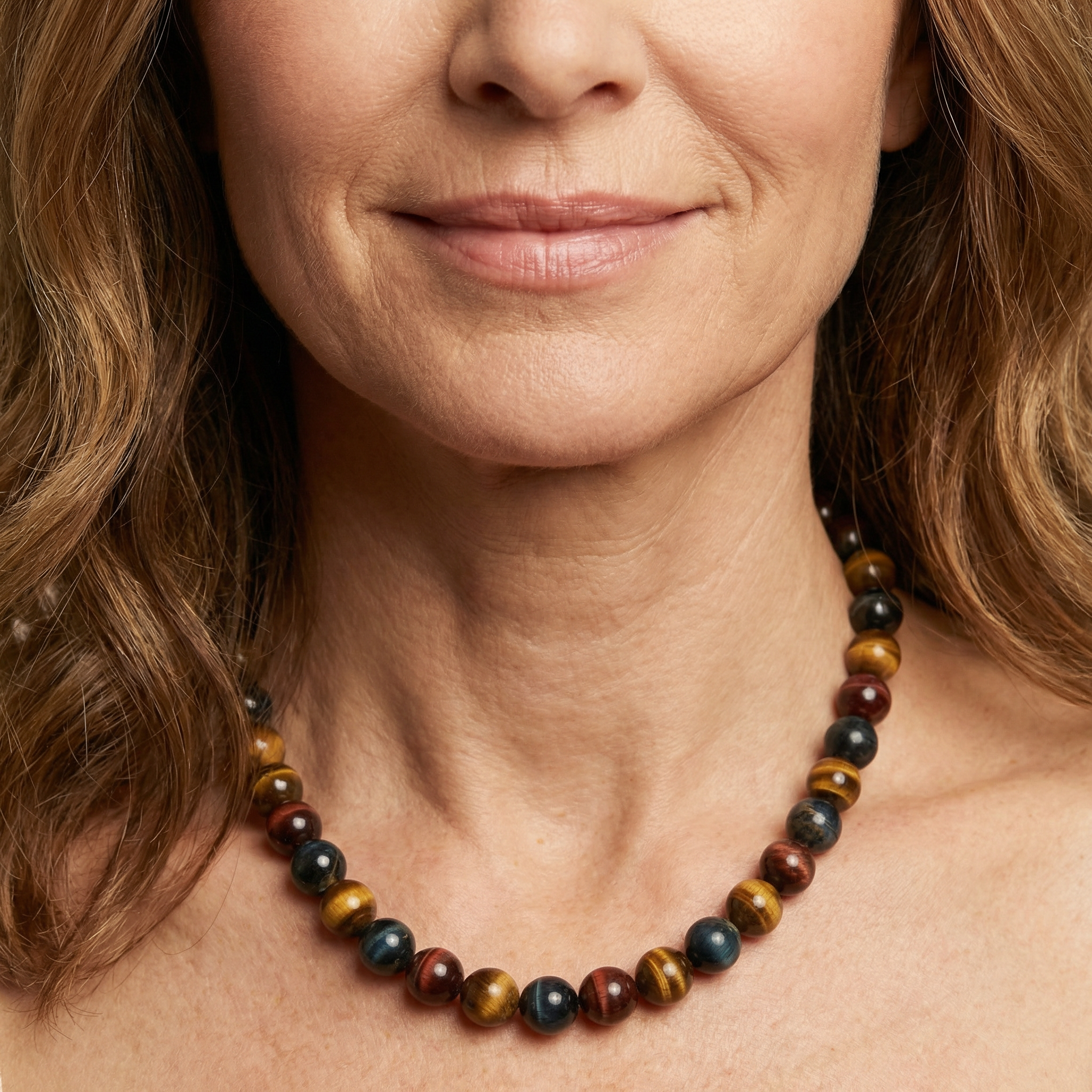 Tigerauge Kugel Halskette 12mm