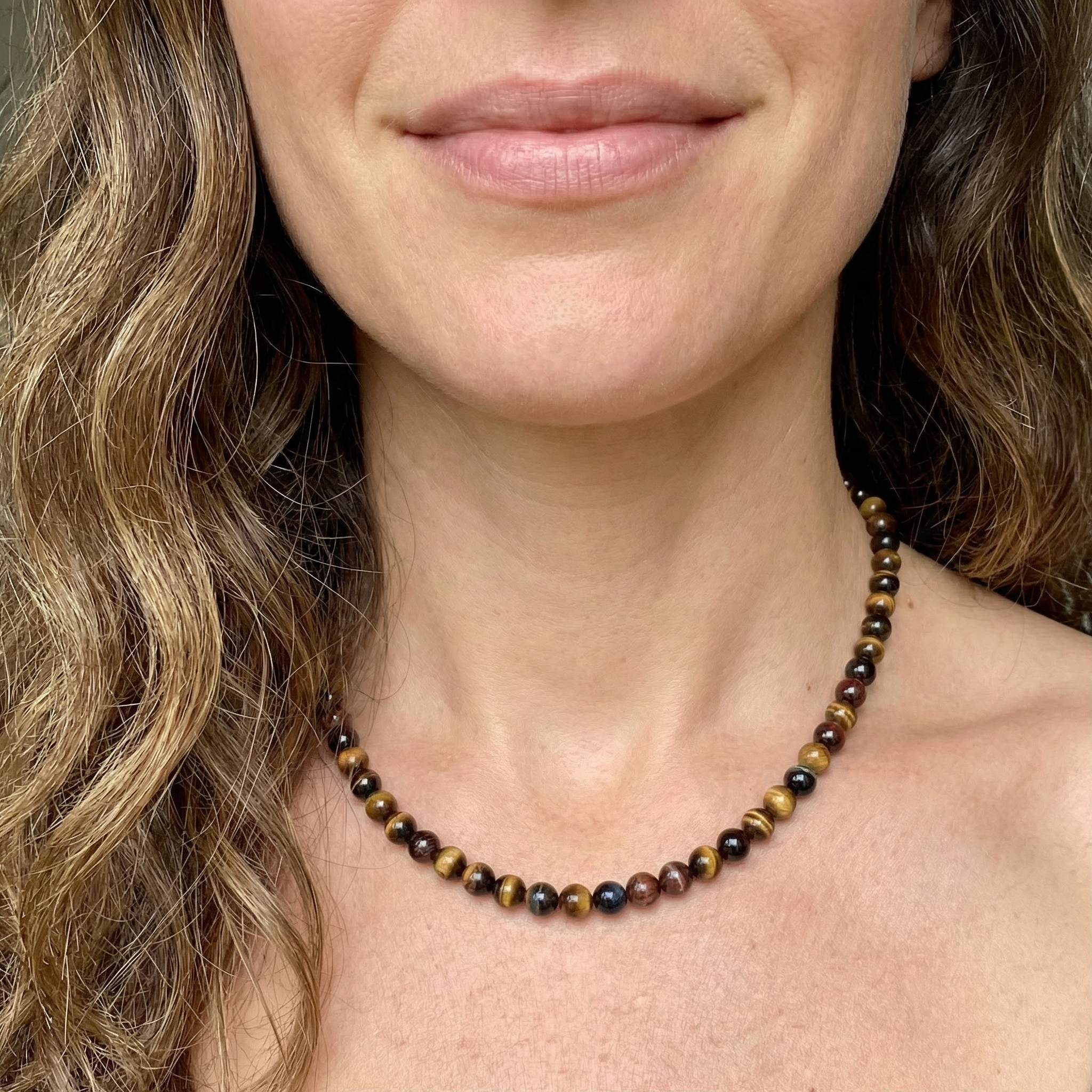 Tigerauge Kugel Halskette 6mm
