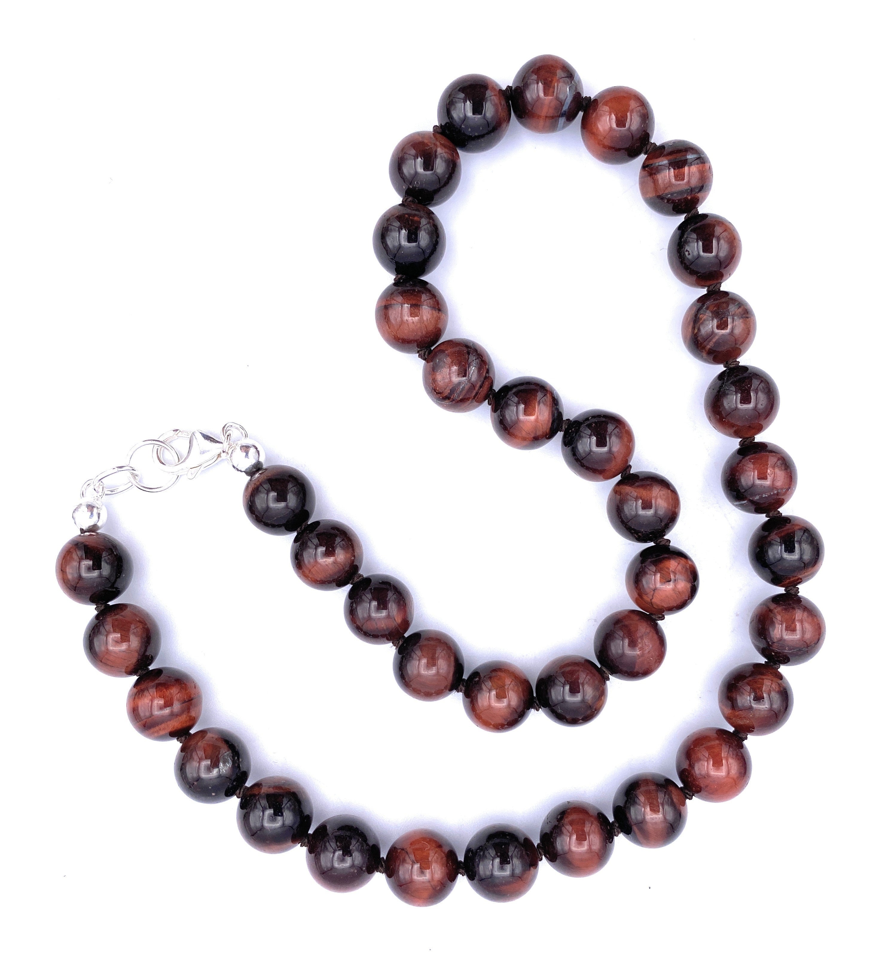 Tigerauge rot Halskette 10mm