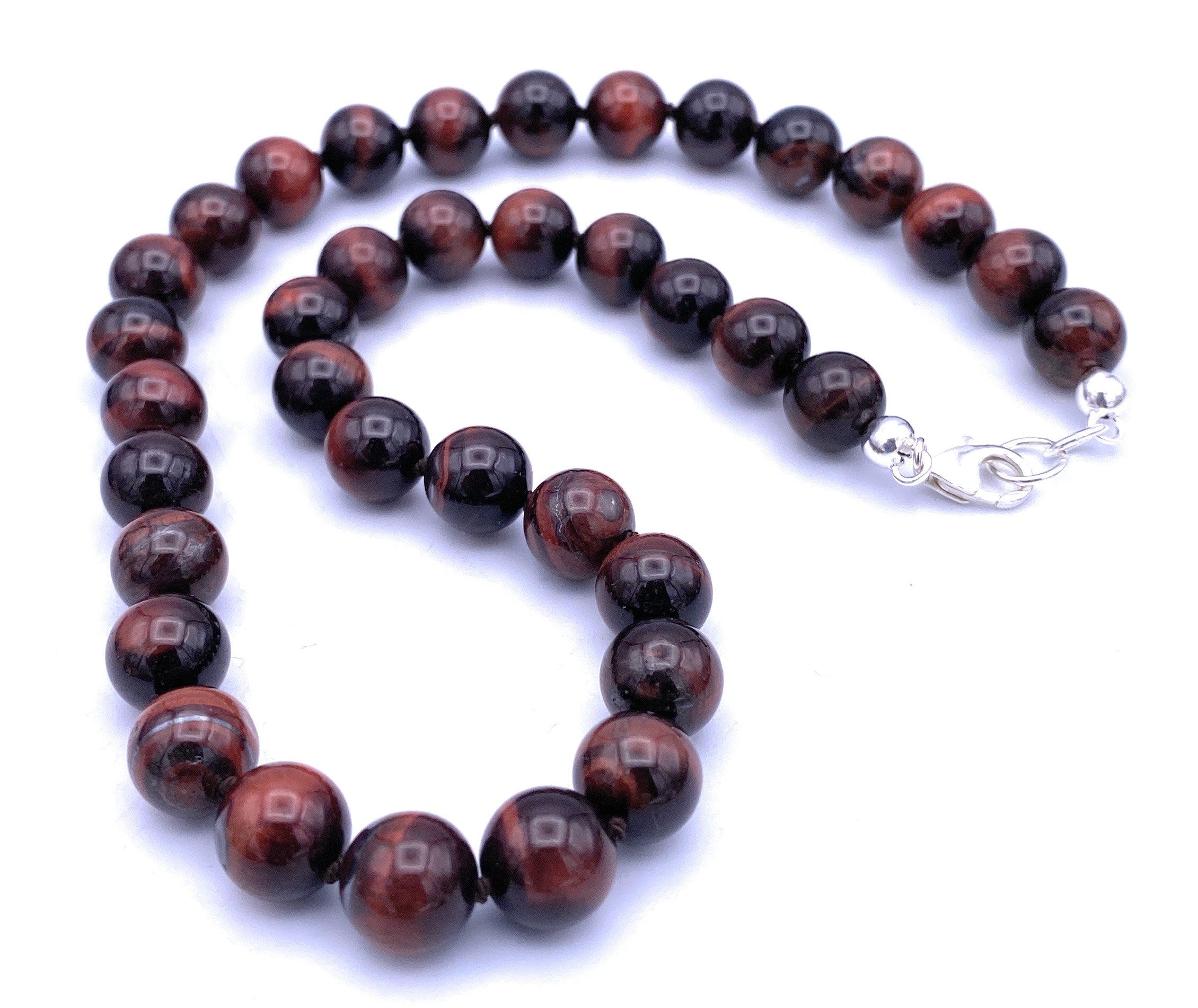 Tigerauge rot Halskette 10mm