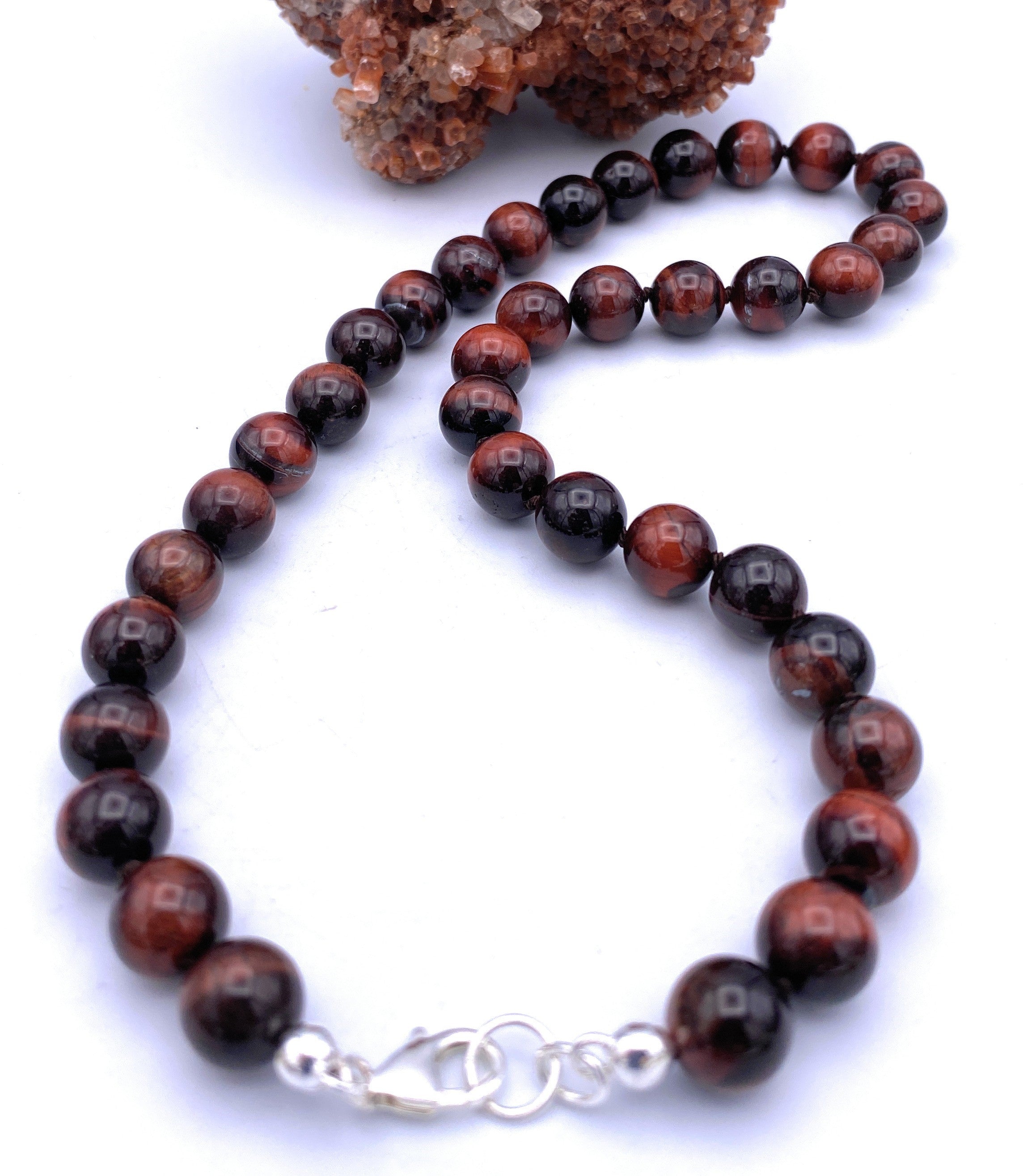 Tigerauge rot Halskette 10mm