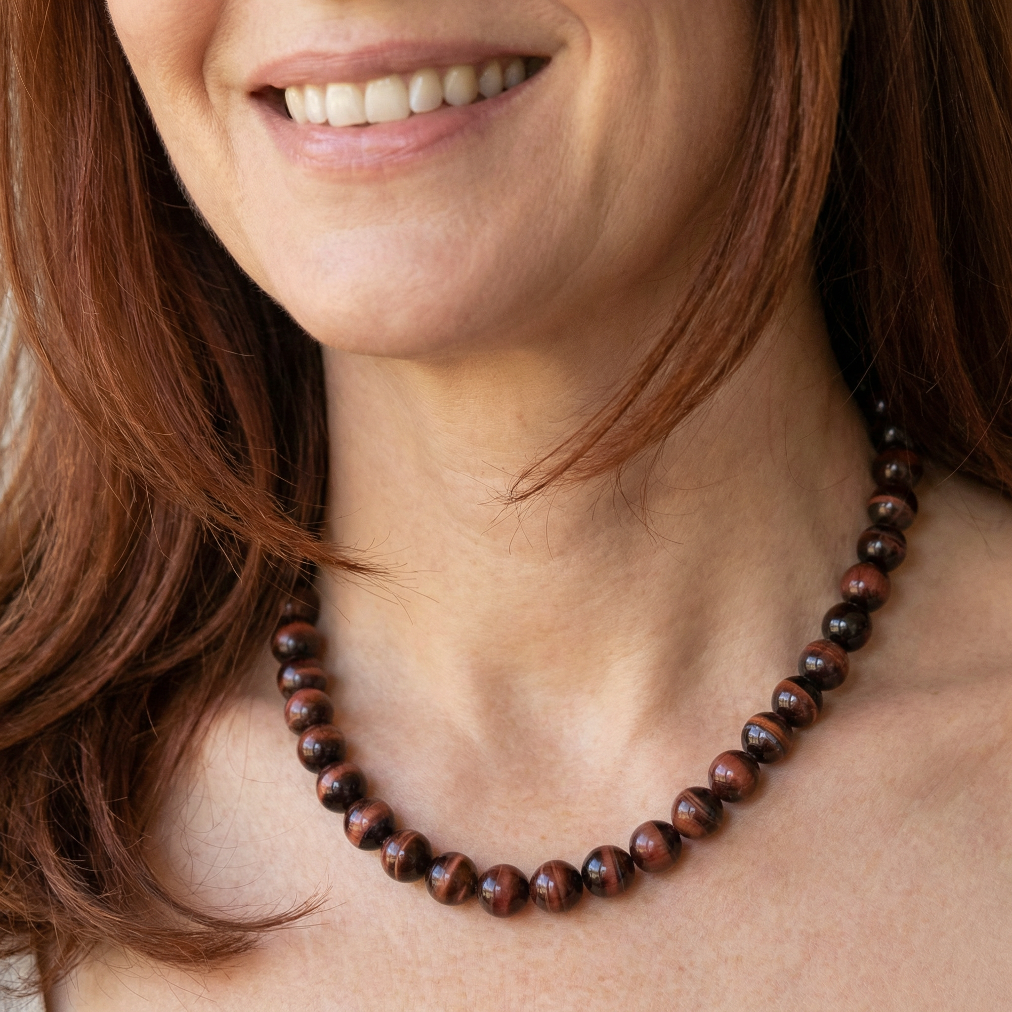 Tigerauge rot Halskette 10mm