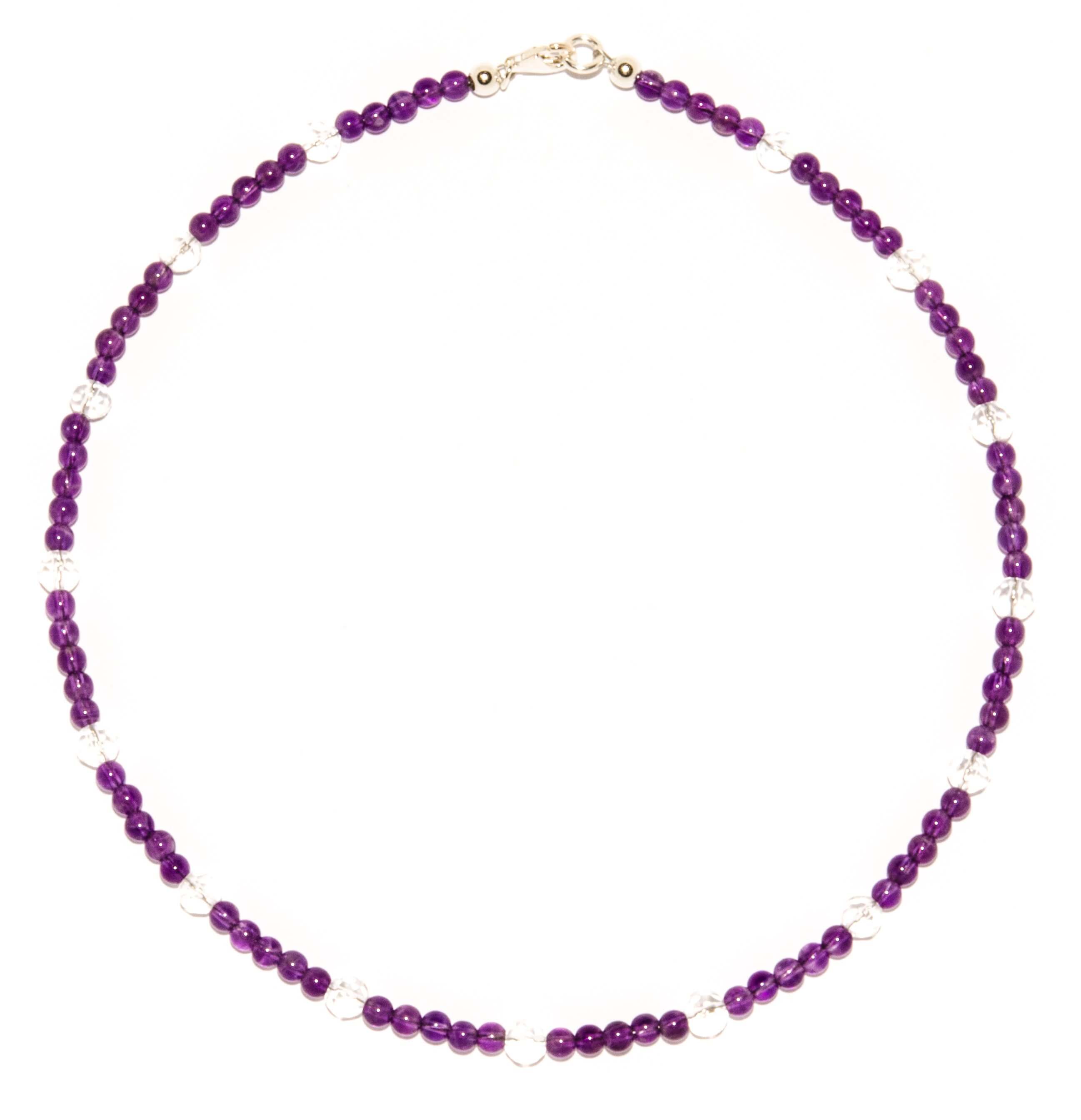 Halskette mit Amethyst Kugel und Bergkristall