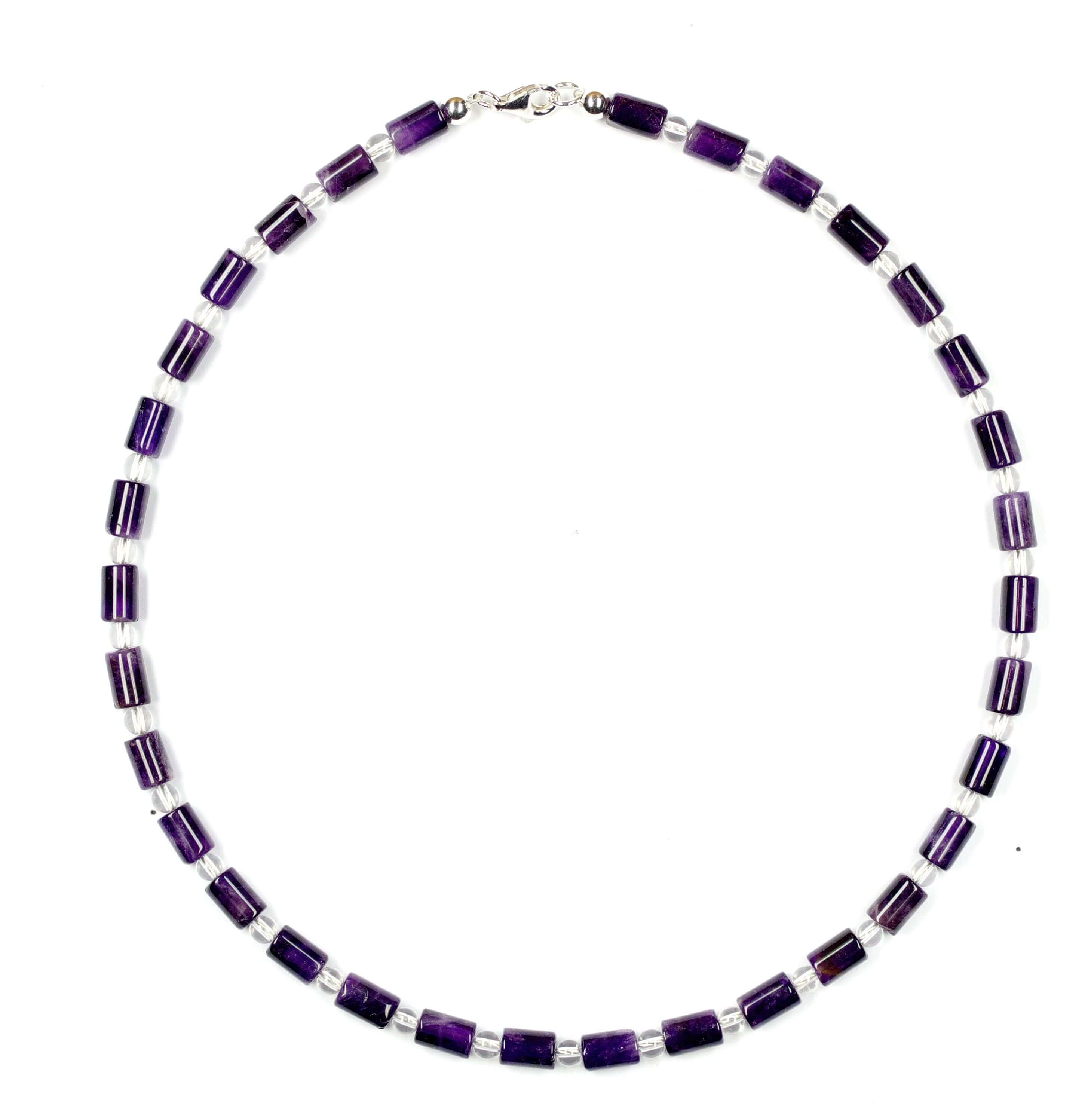 Amethystkette Schwer mit Walzen und Bergkristall