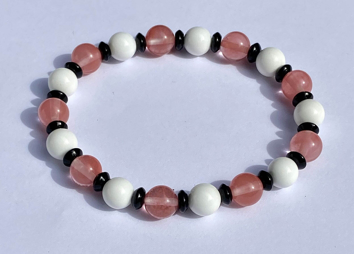 Erdbeerquarz-Achat-weiss-Armband
