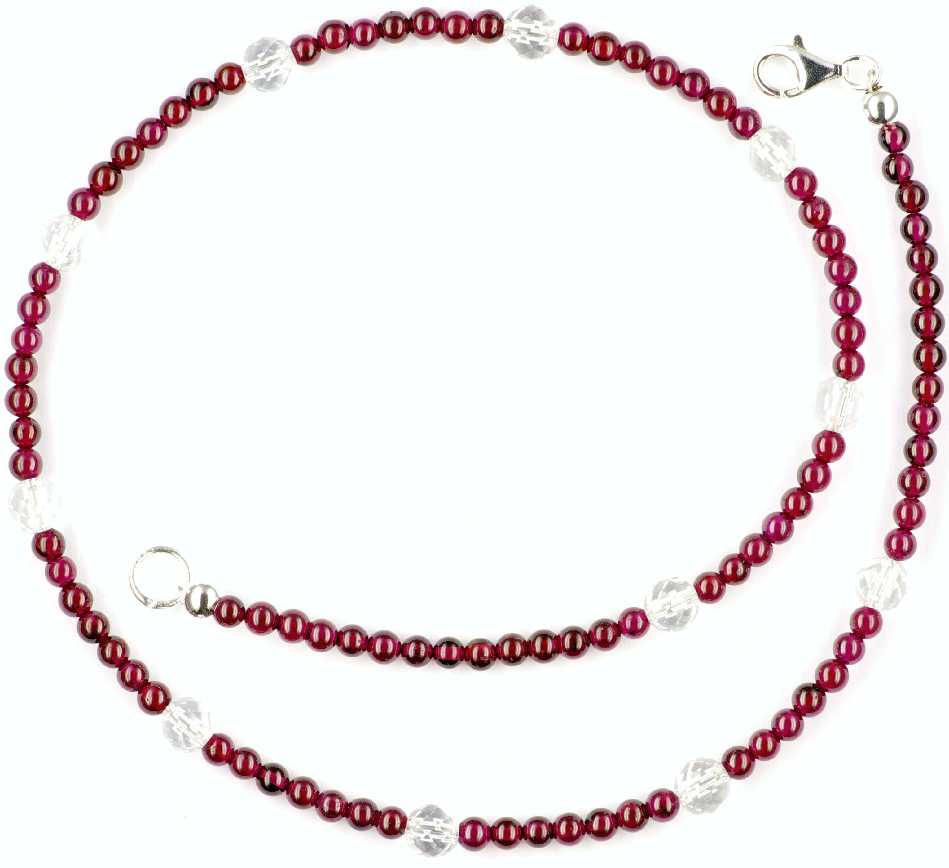 Granat-Halskette-mit-facettierten-Bergkristall-Kugeln-offen