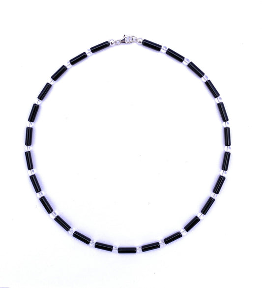 Onyx Walzenkette mit Berkristall-Kugeln