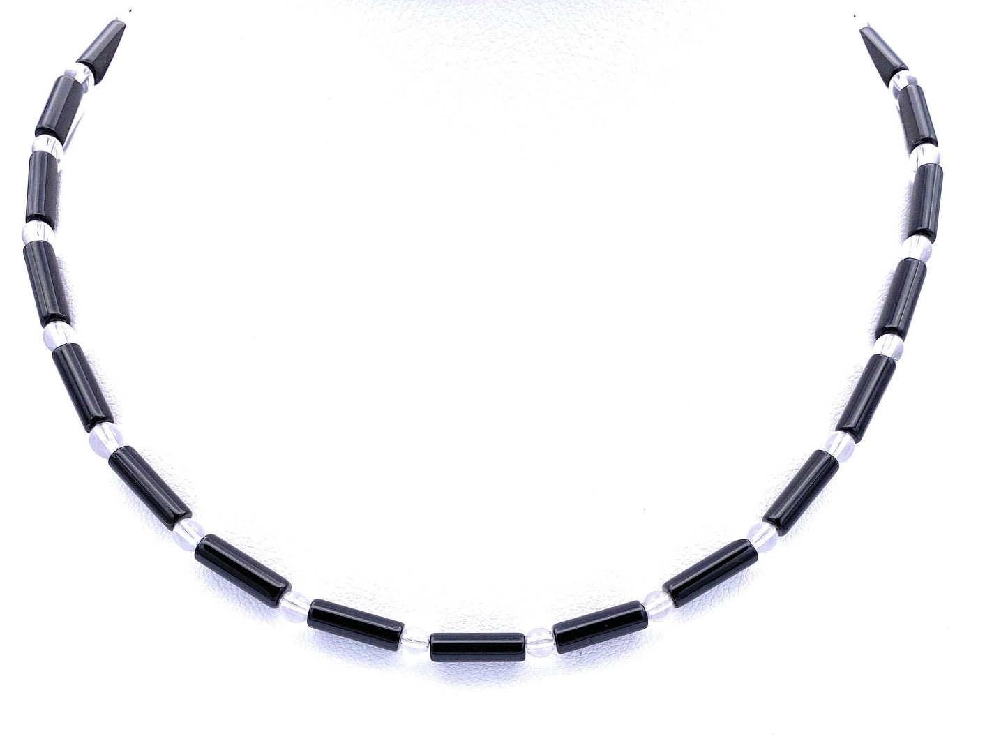 Onyx Walzenkette mit Berkristall-Kugeln