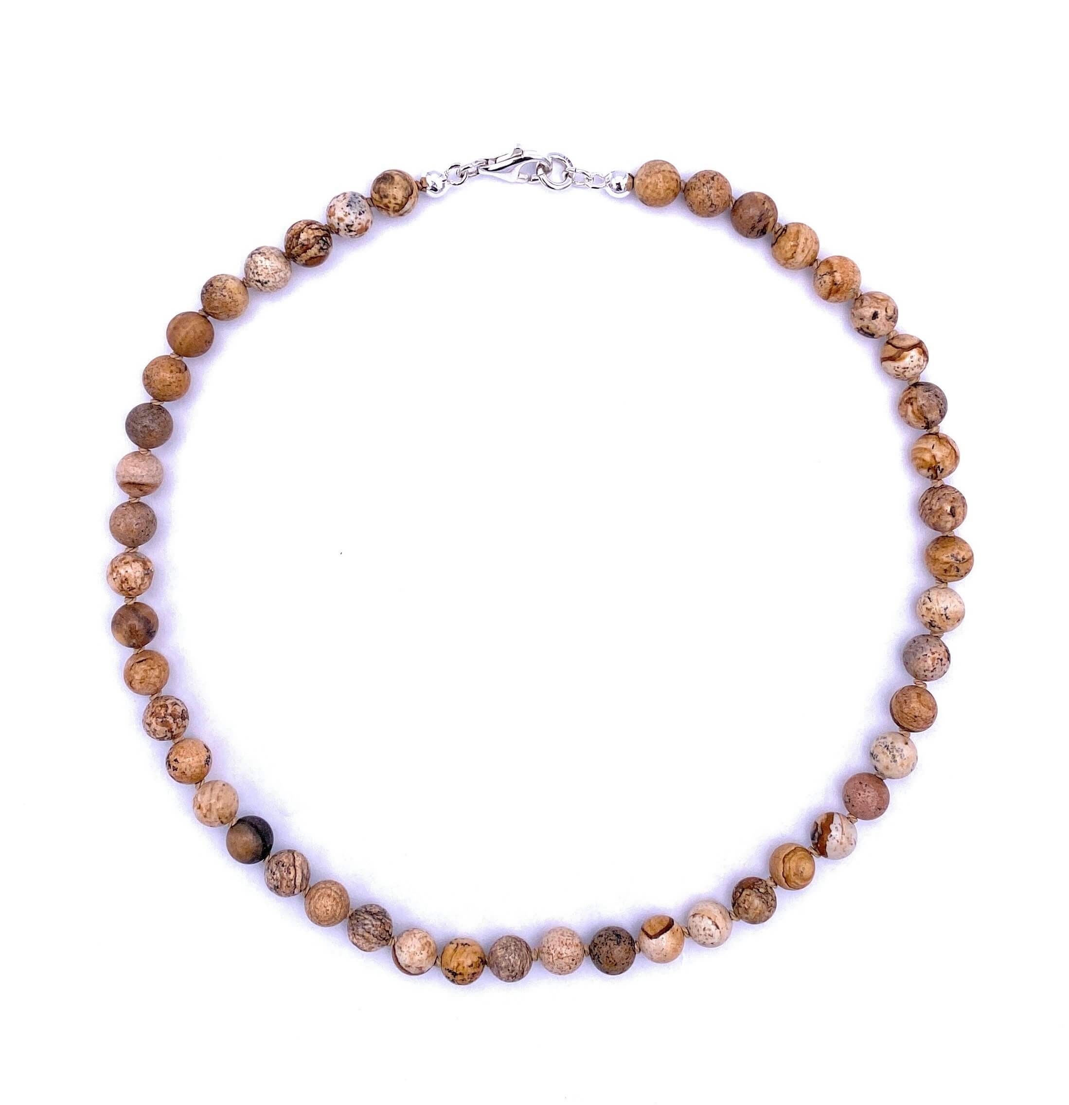 Landschafts-Jaspis Halskette 8 mm