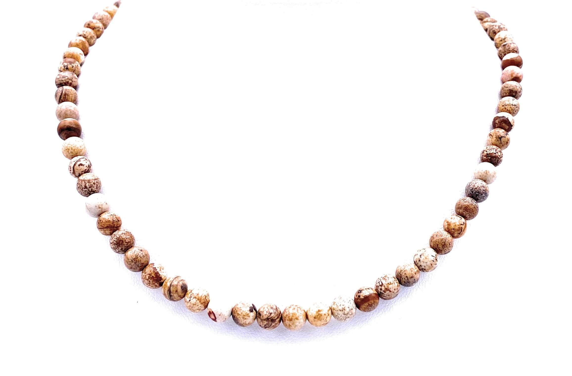 Landschafts-Jaspis Kugel Halskette 6mm