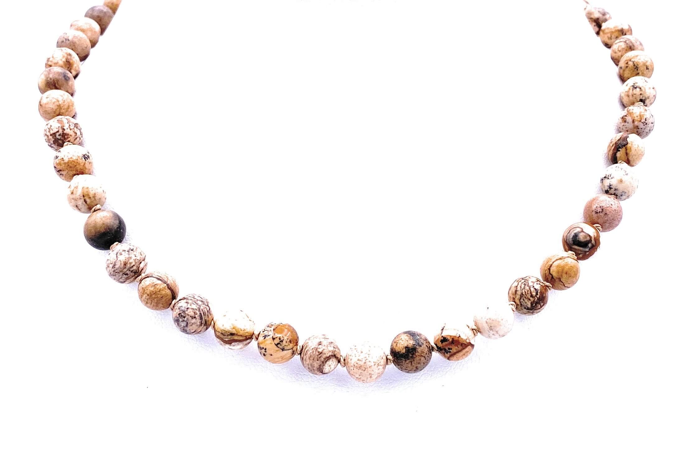 Landschafts-Jaspis Halskette 8 mm