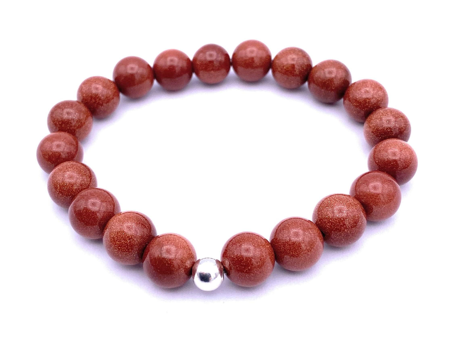 Goldfluss Kugel Armband 10mm mit Silberkugel