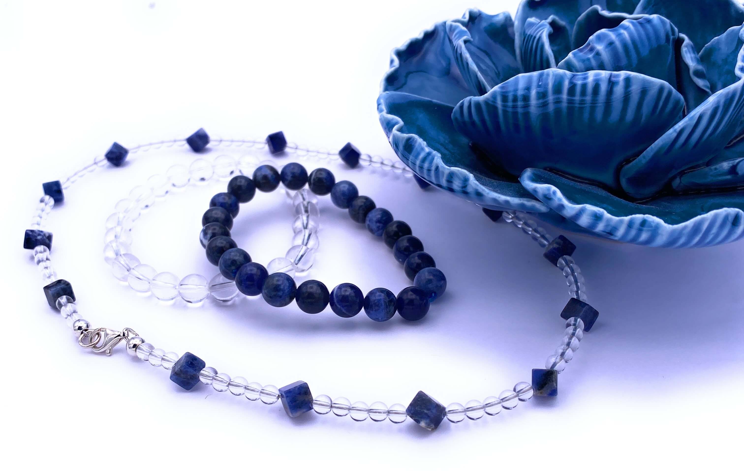 Bergkristall Halskette mit Sodalith