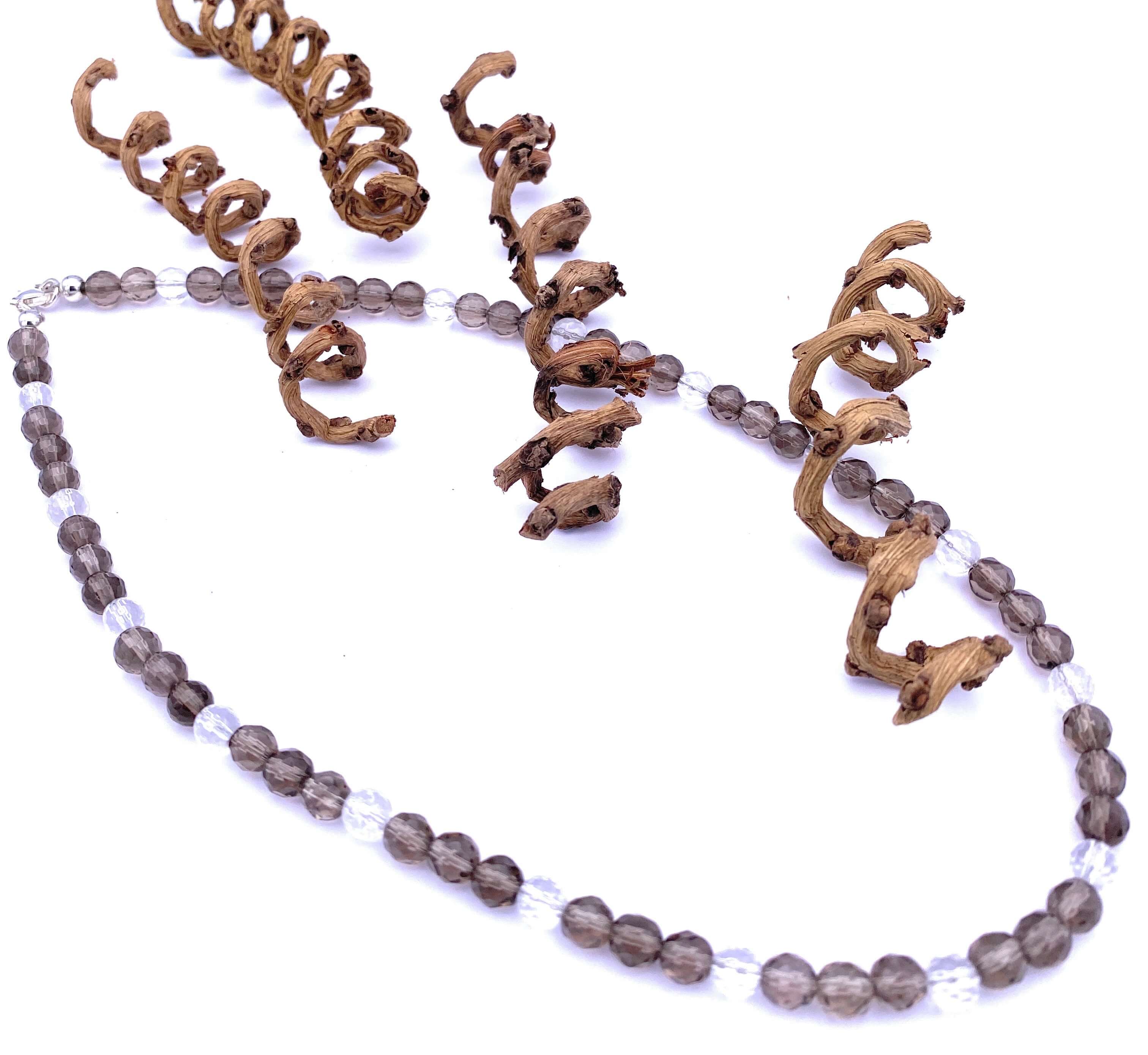 Rauchquarz Halskette mit Bergkristall