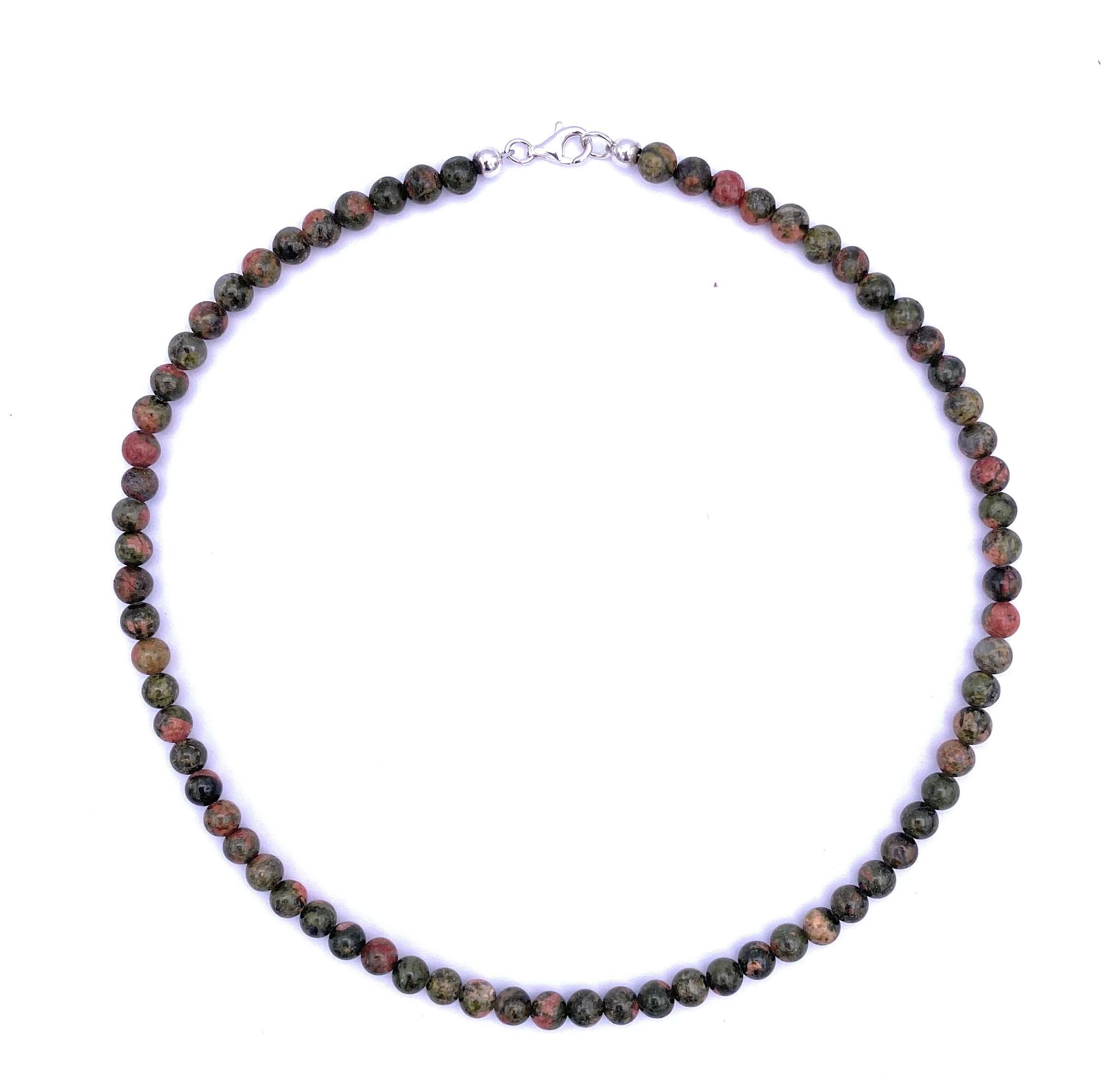 Epidot -Unakit Halskette