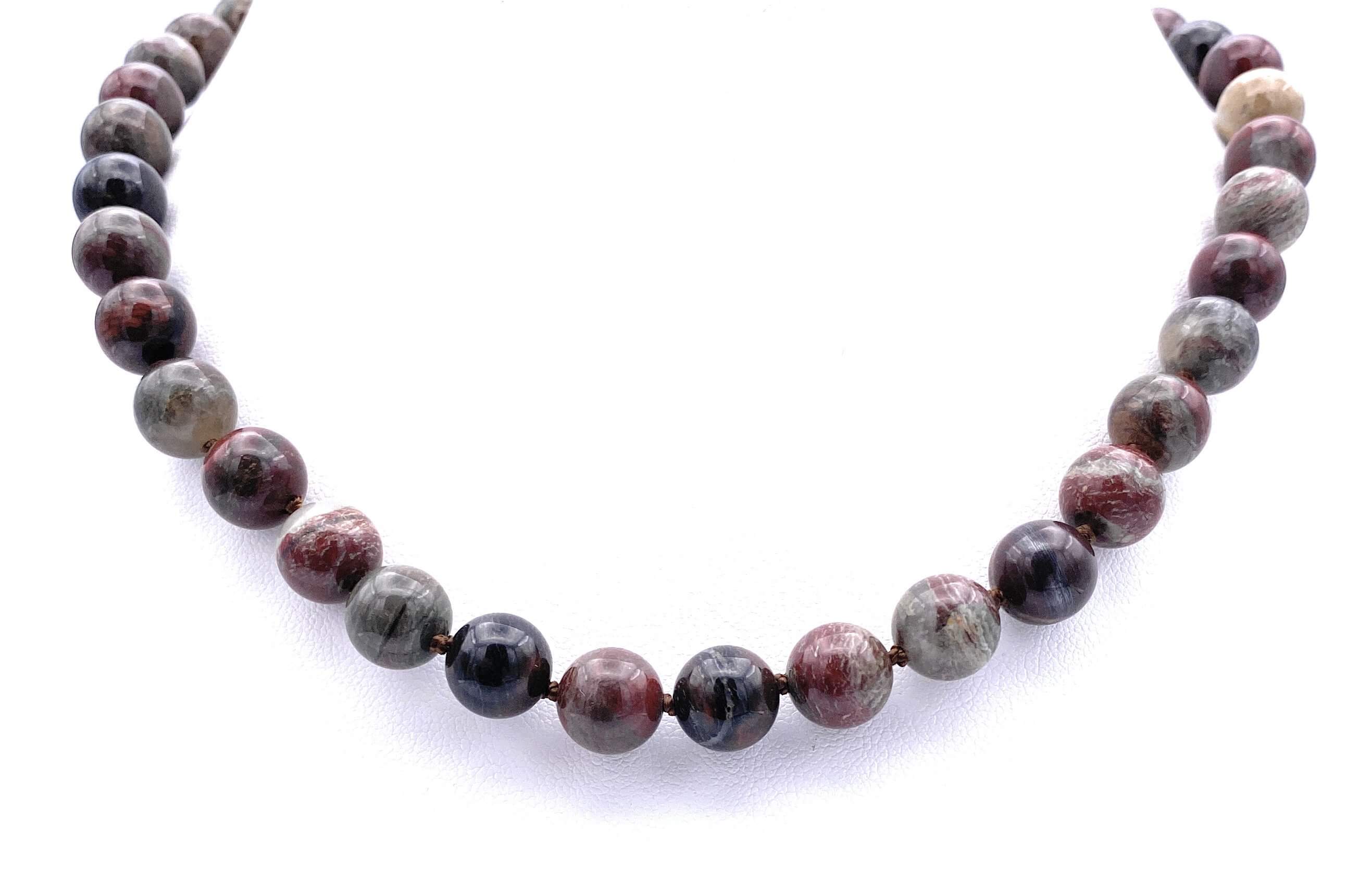 Streifen-Jaspis Kugel Halskette 10mm