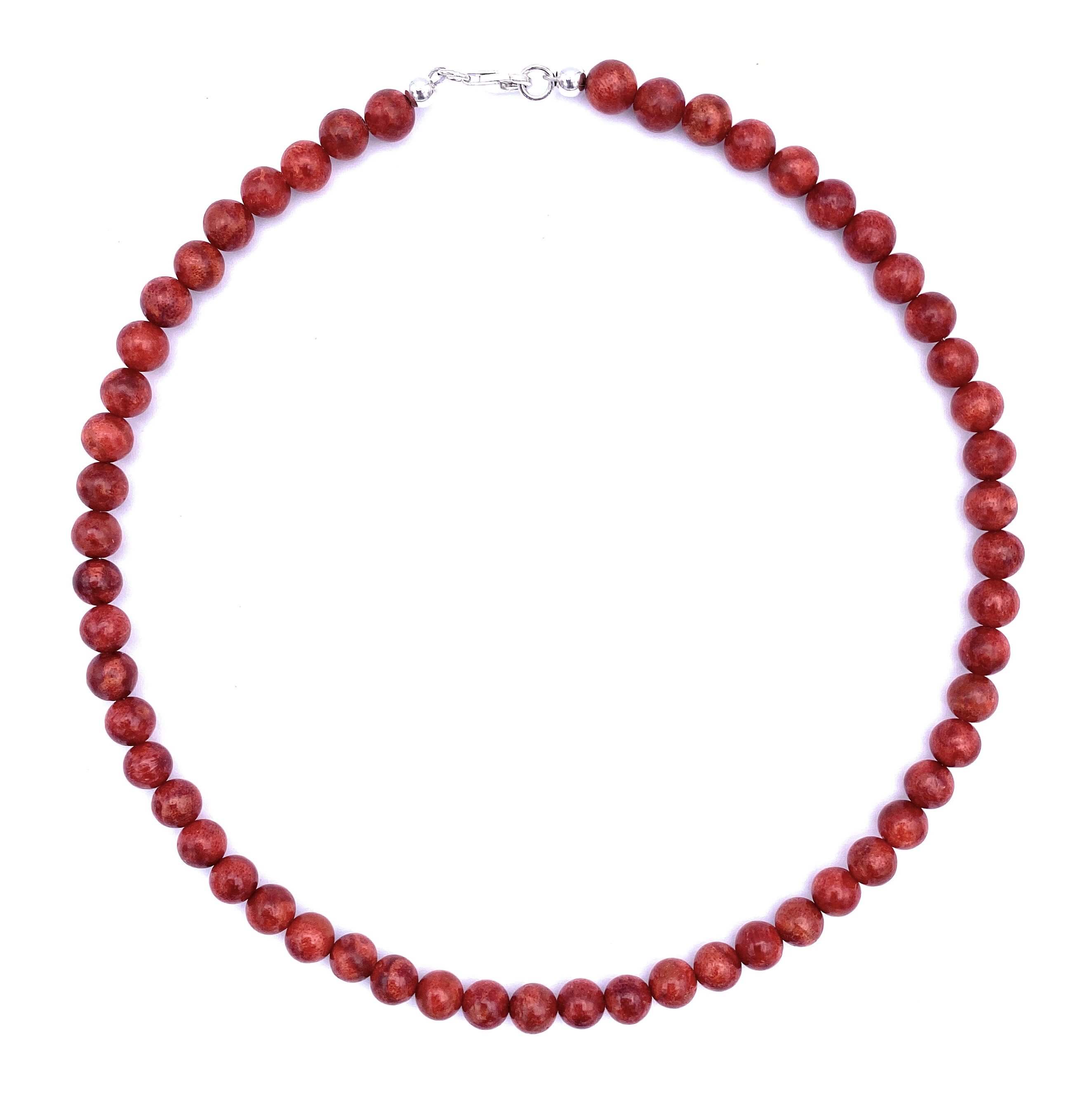 Schaumkoralle Kugel Halskette 6mm