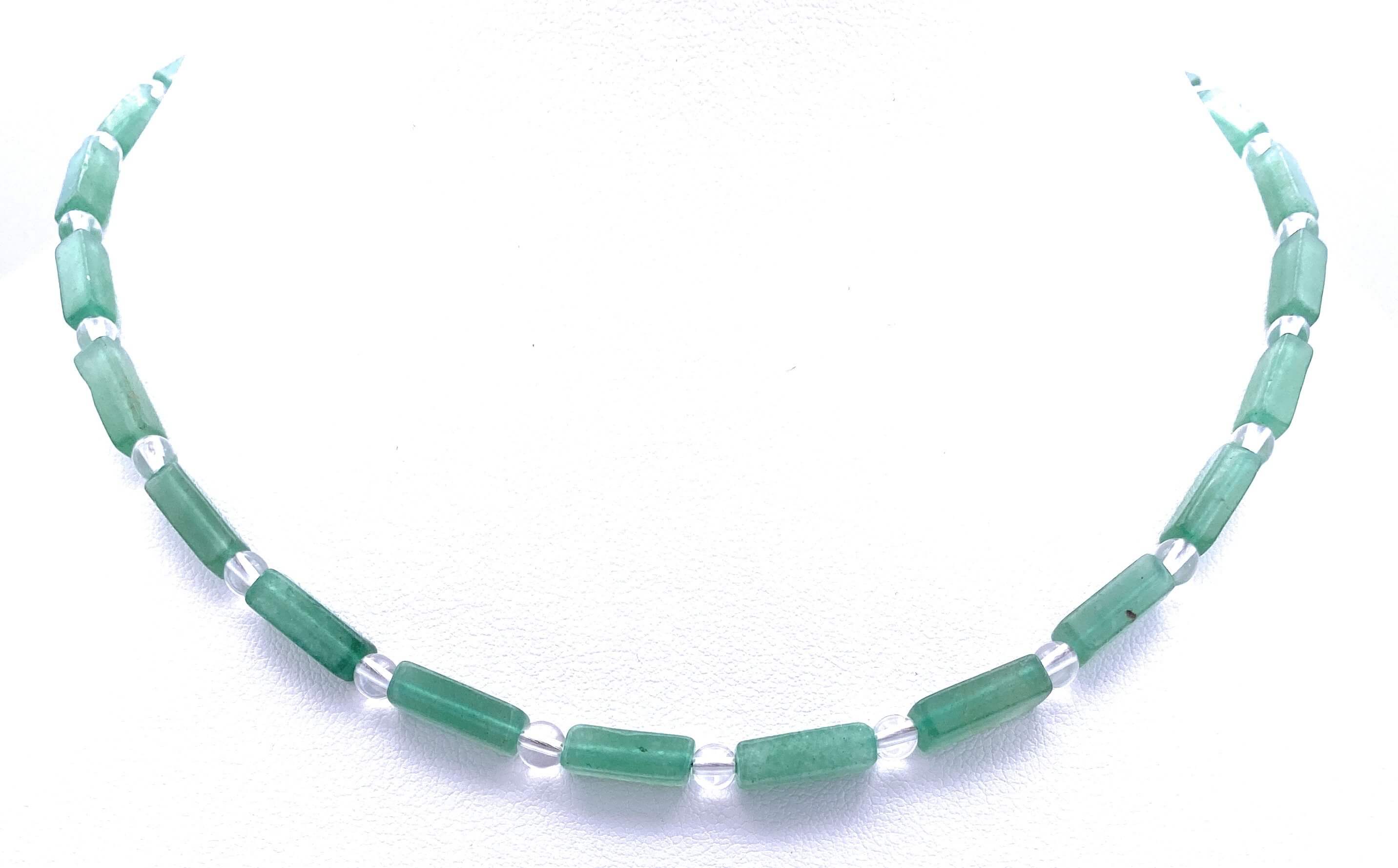 Aventurin Rechteck-Kette mit Bergkristall 4mm