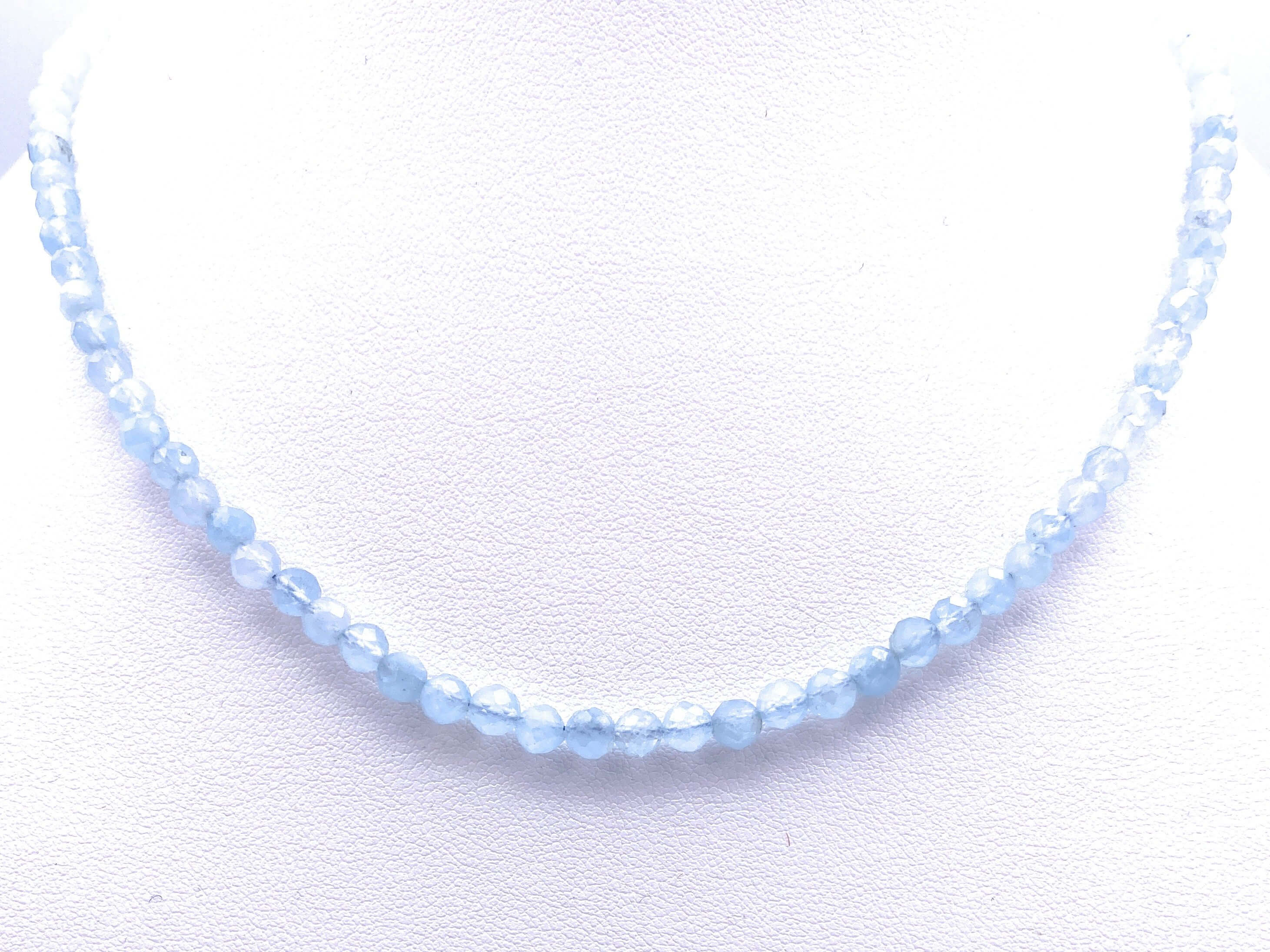 Facettierte Aquamarin Halskette 4 mm