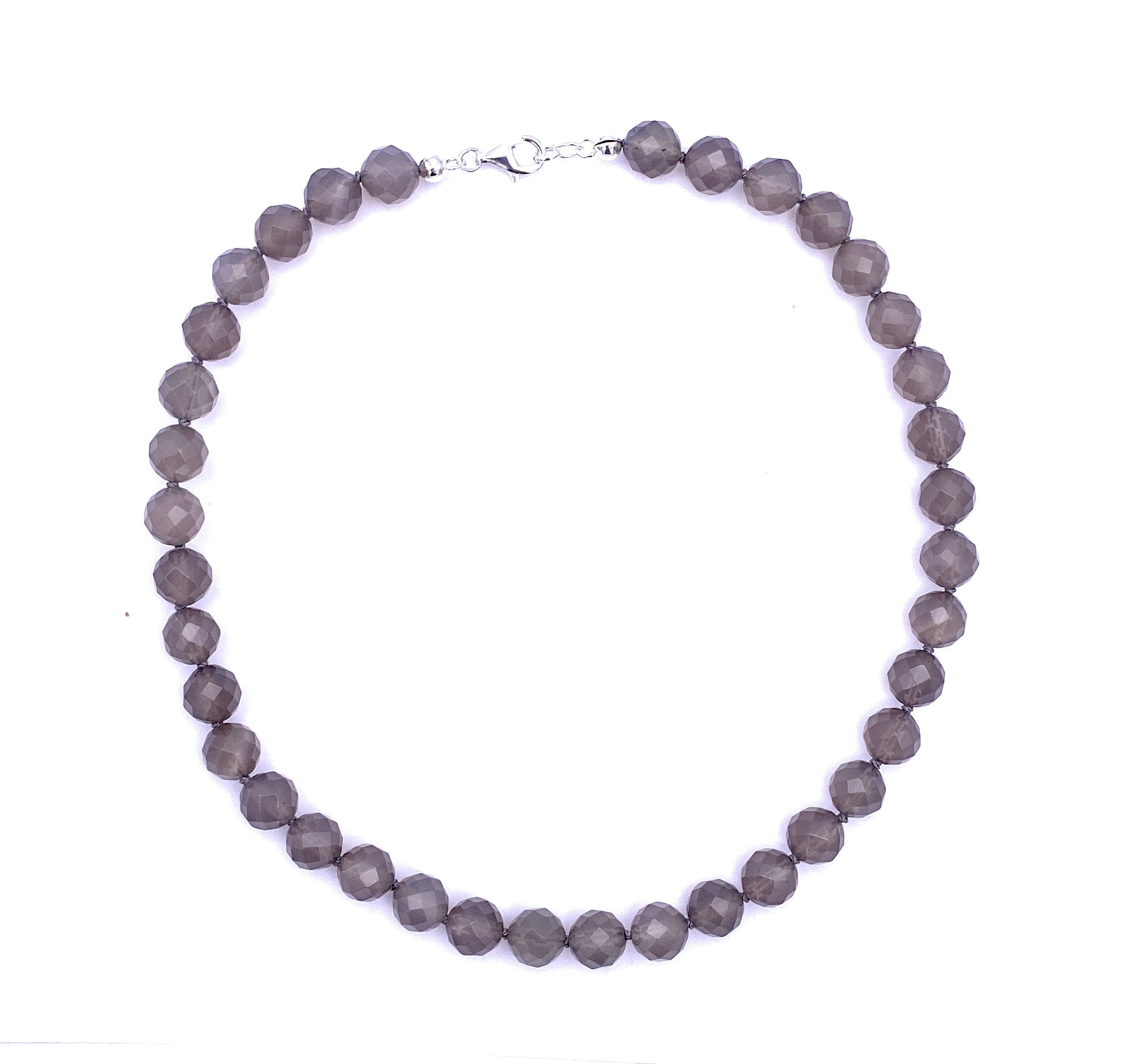 Facettierte Achat grau Halskette 10 mm