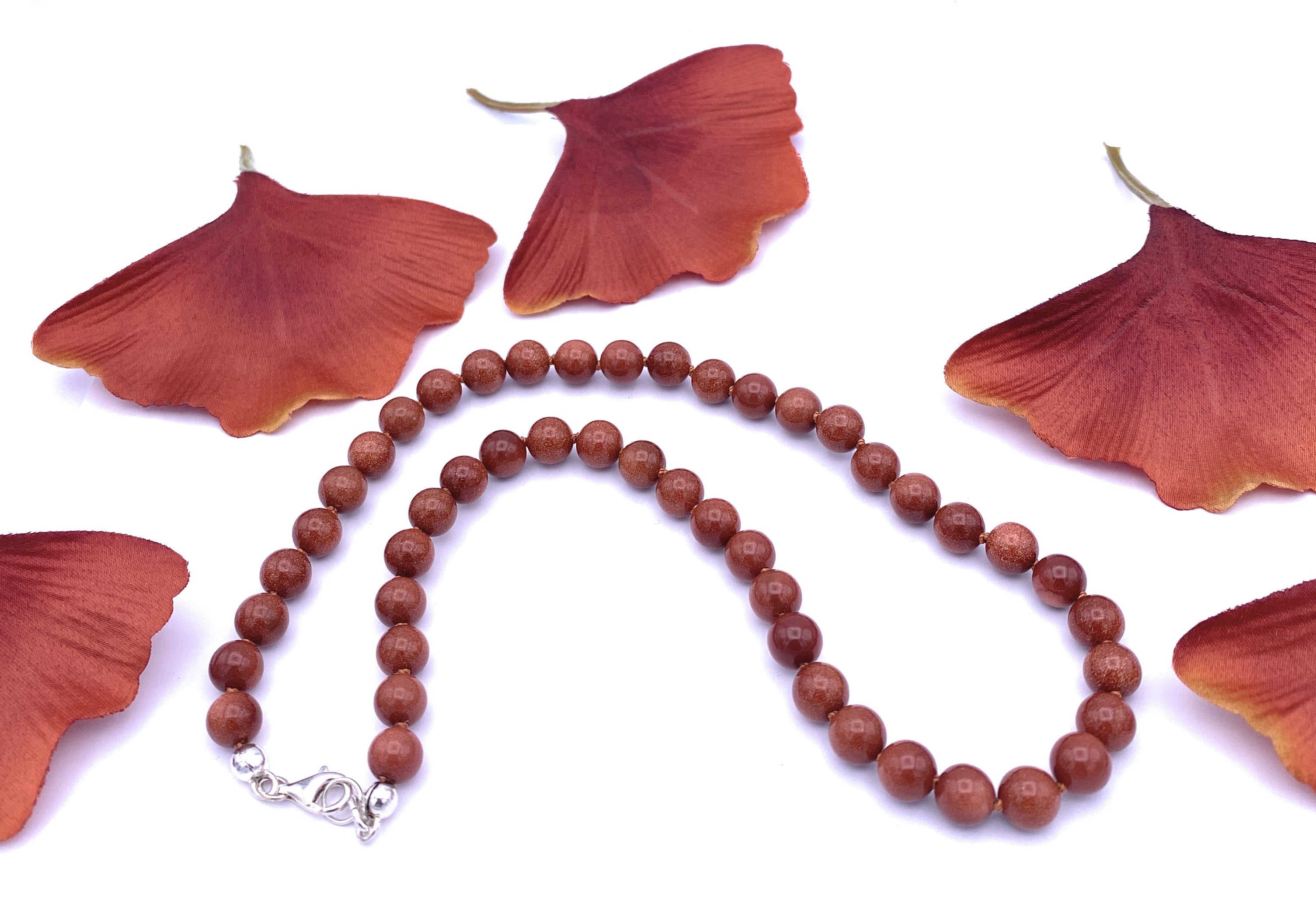 Goldfluss Kugel Halskette 8mm