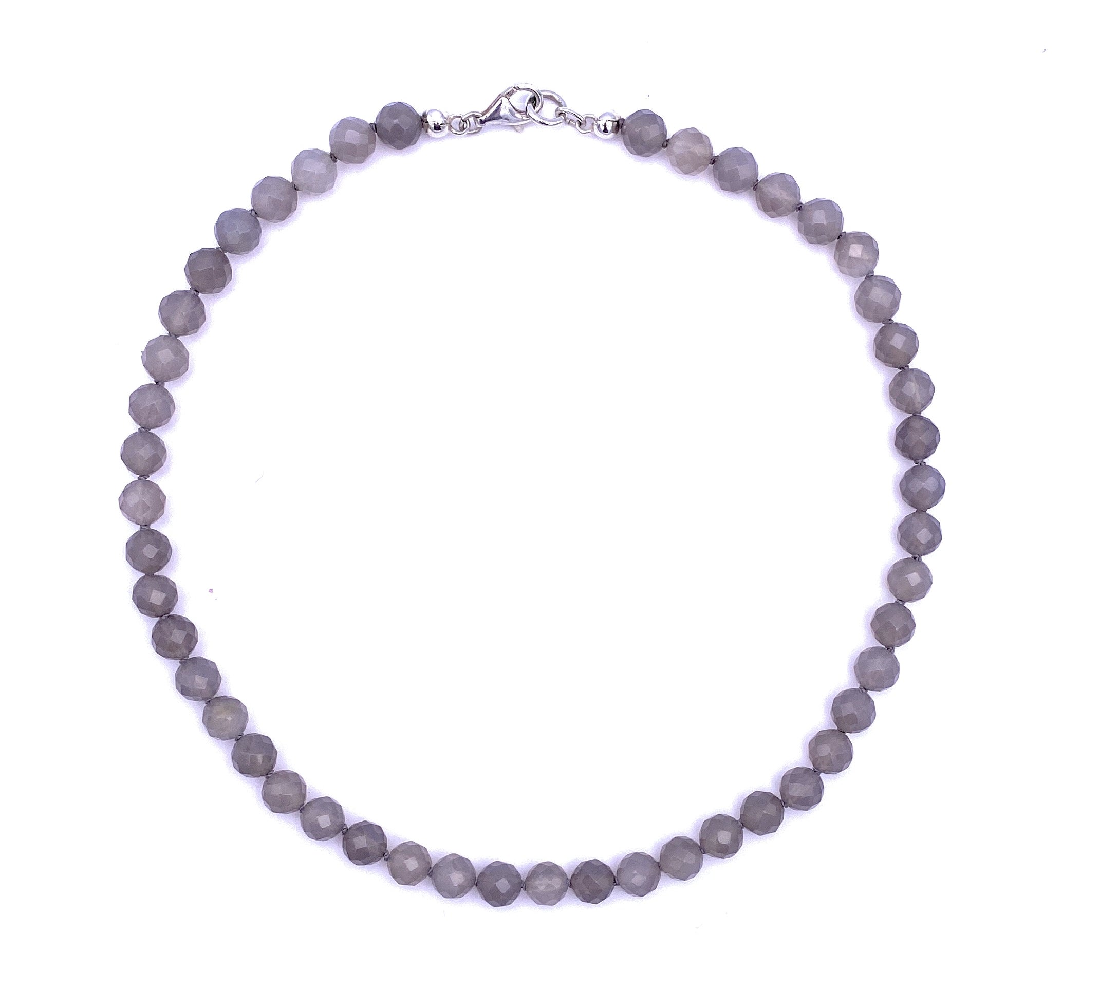 Facettierte graue Achat Halskette 8mm