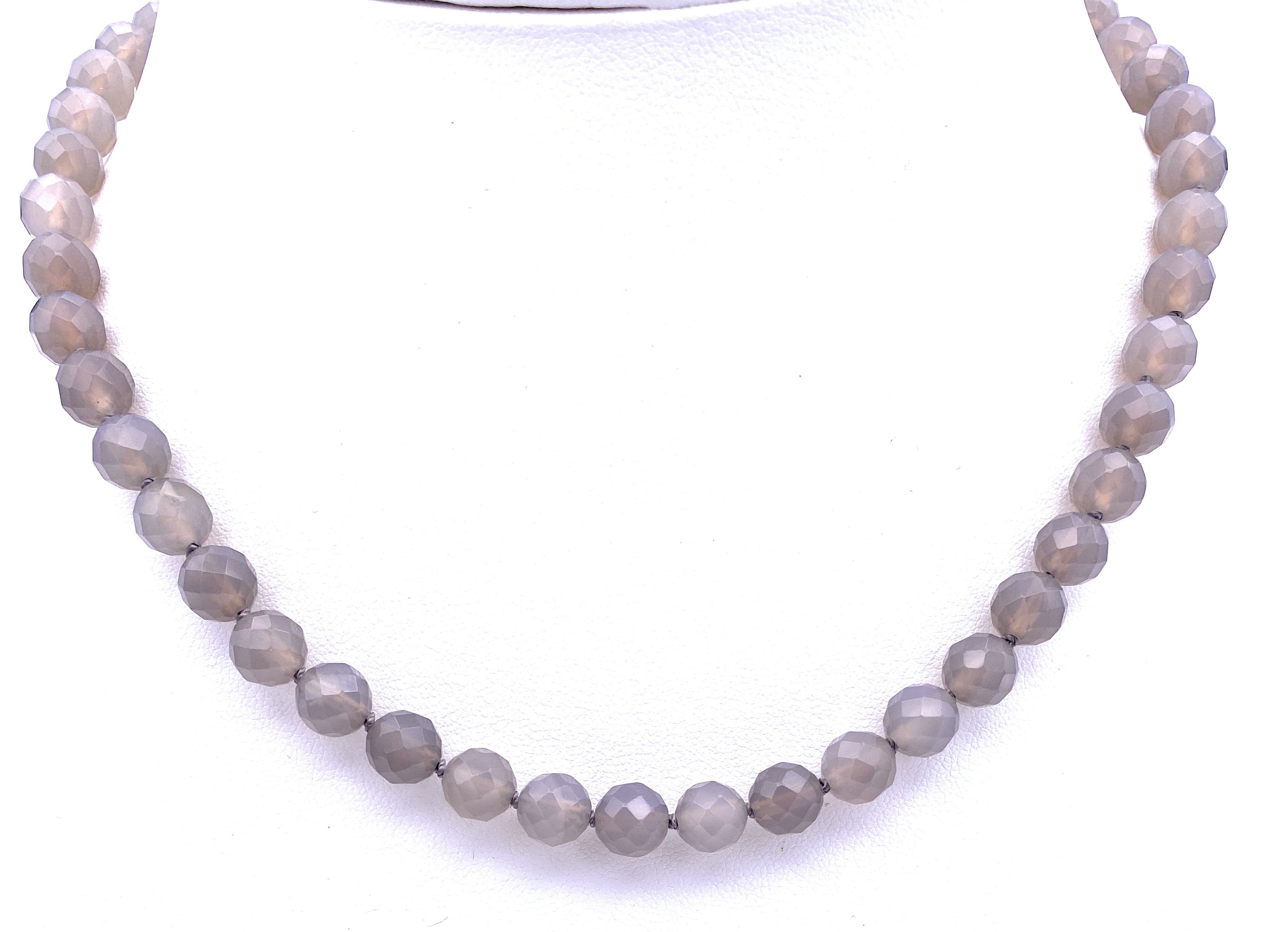 Facettierte graue Achat Halskette 8mm