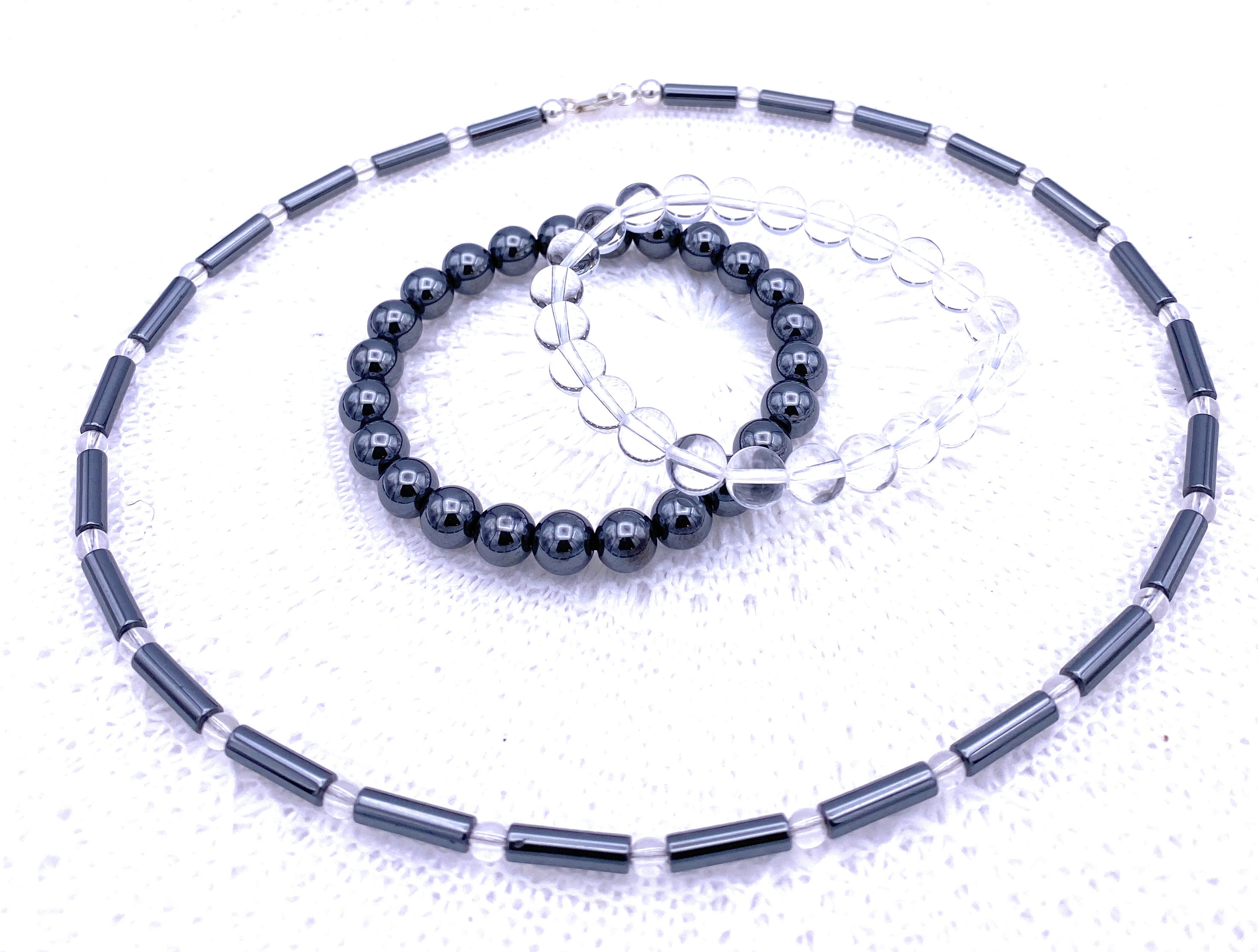 Hämatin Walzenkette mit Bergkristall