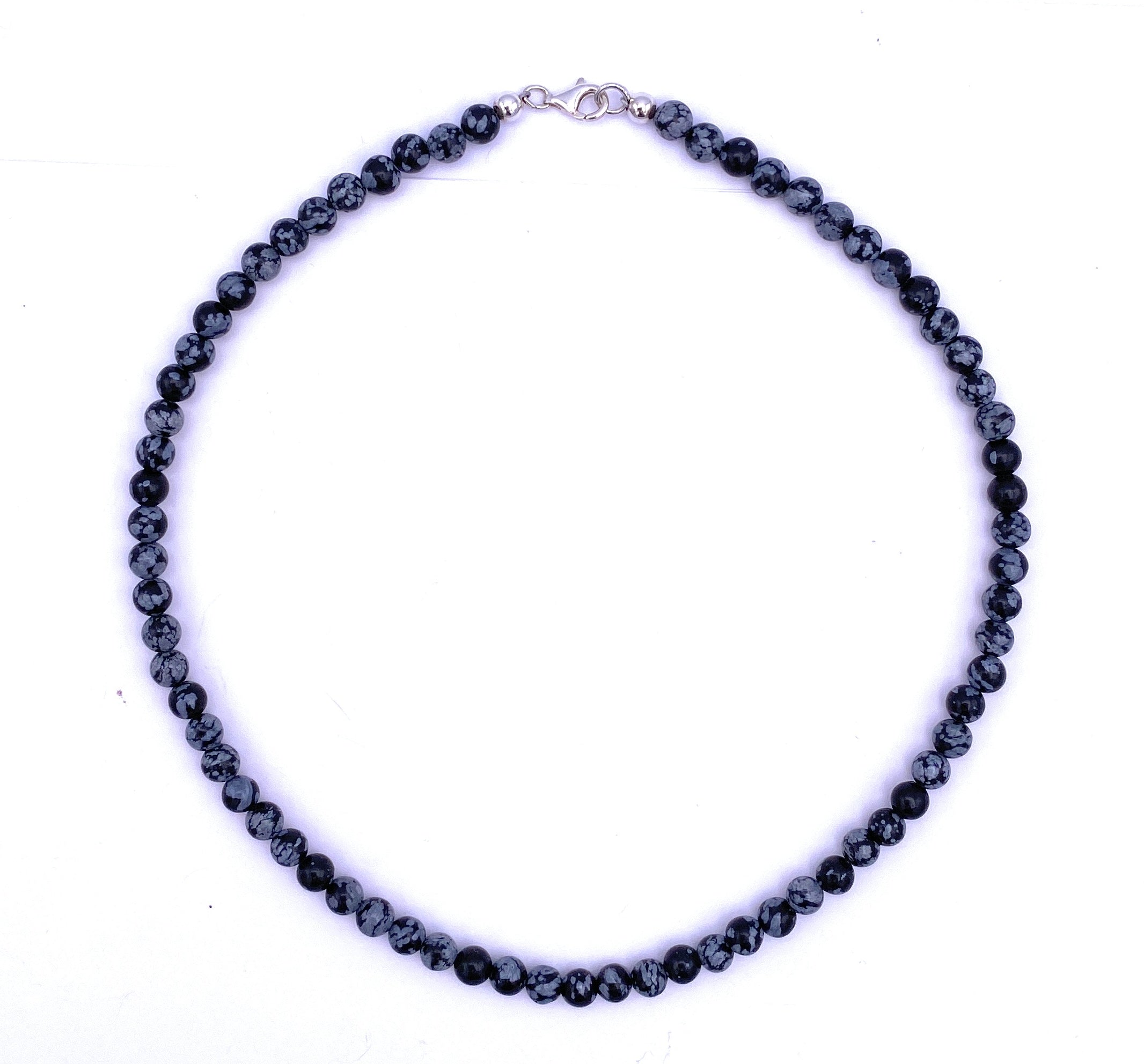 Schneeflocken-Obsidian Halskette 6mm