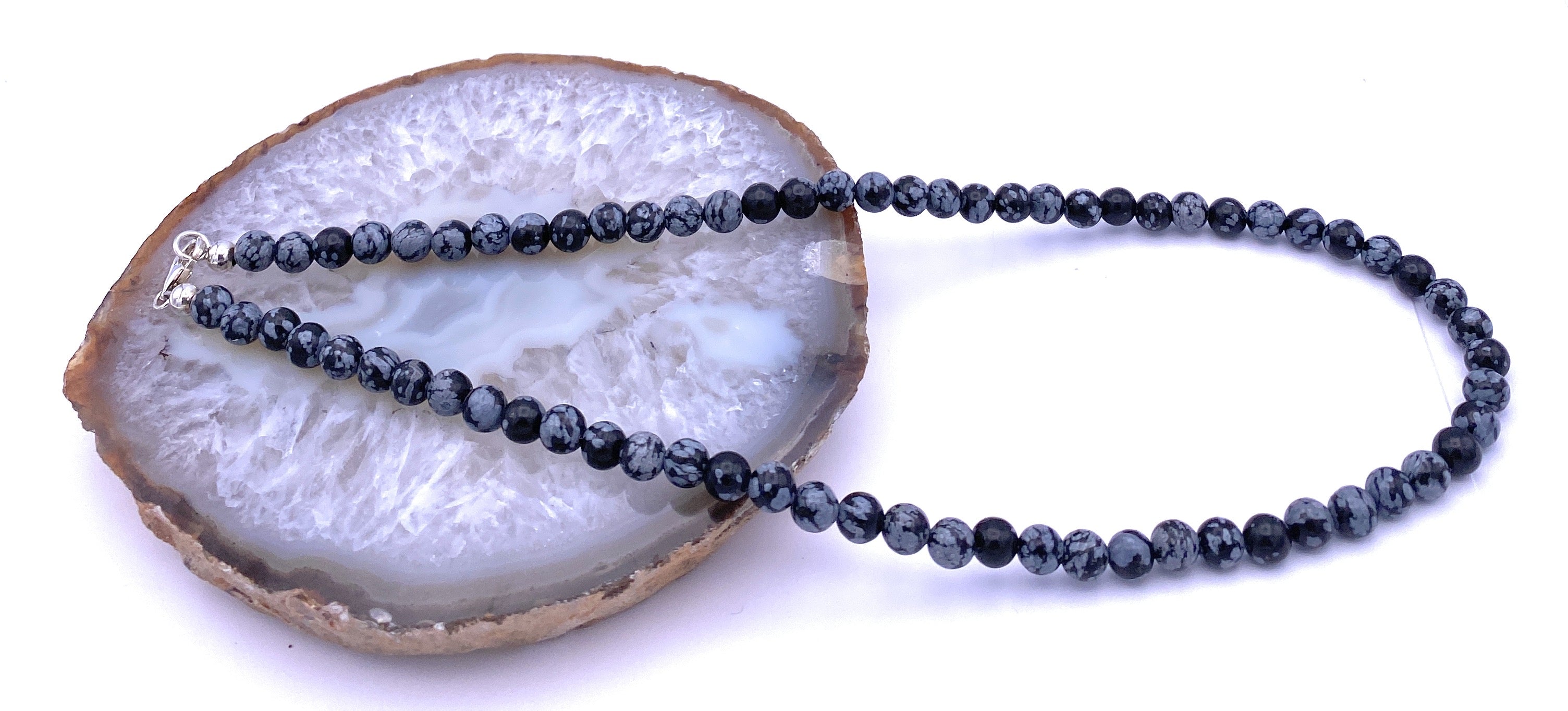 Schneeflocken-Obsidian Halskette 6mm