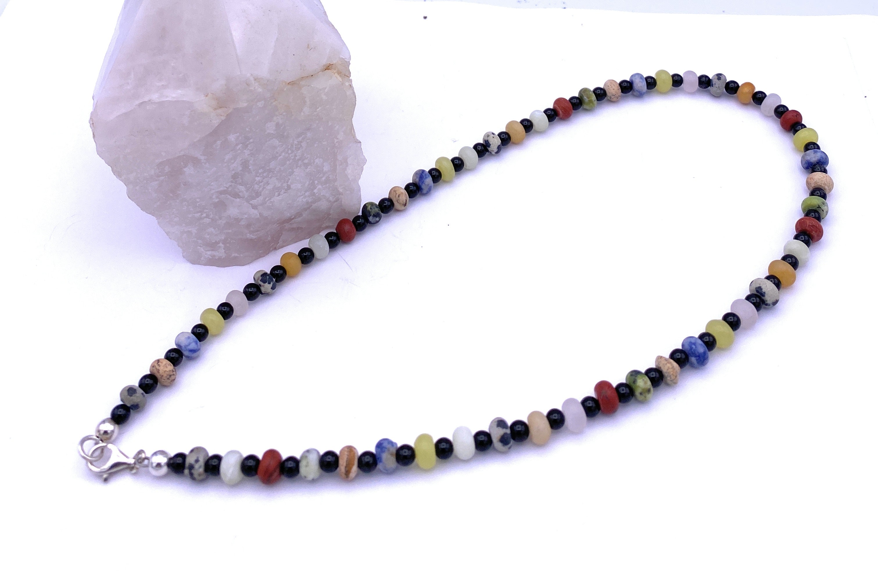 Onyx Halskette mit Edelstein Linsen