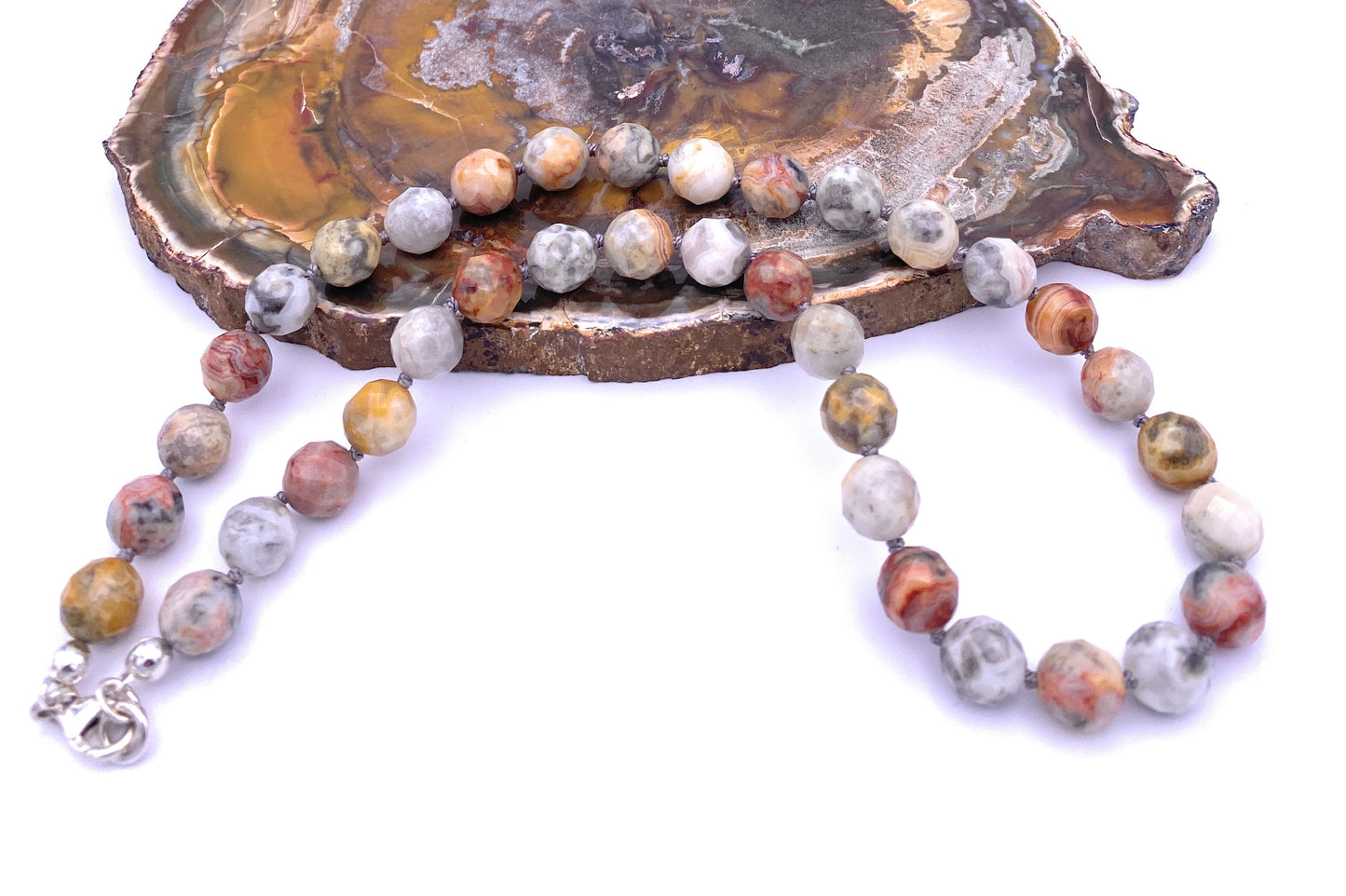 Achat "Crazy-Lace" Halskette 10mm facettiert