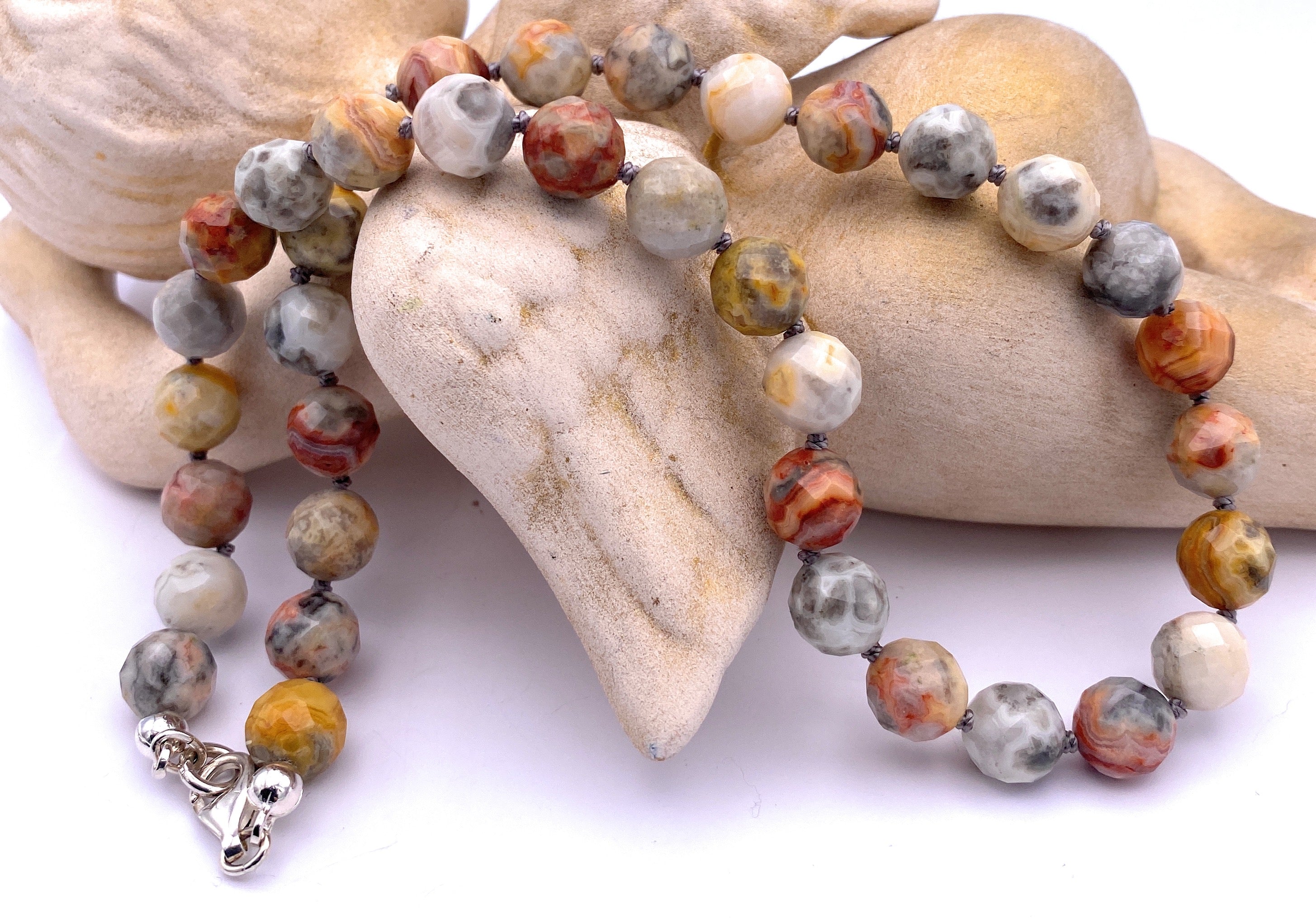 Achat "Crazy-Lace" Halskette 10mm facettiert