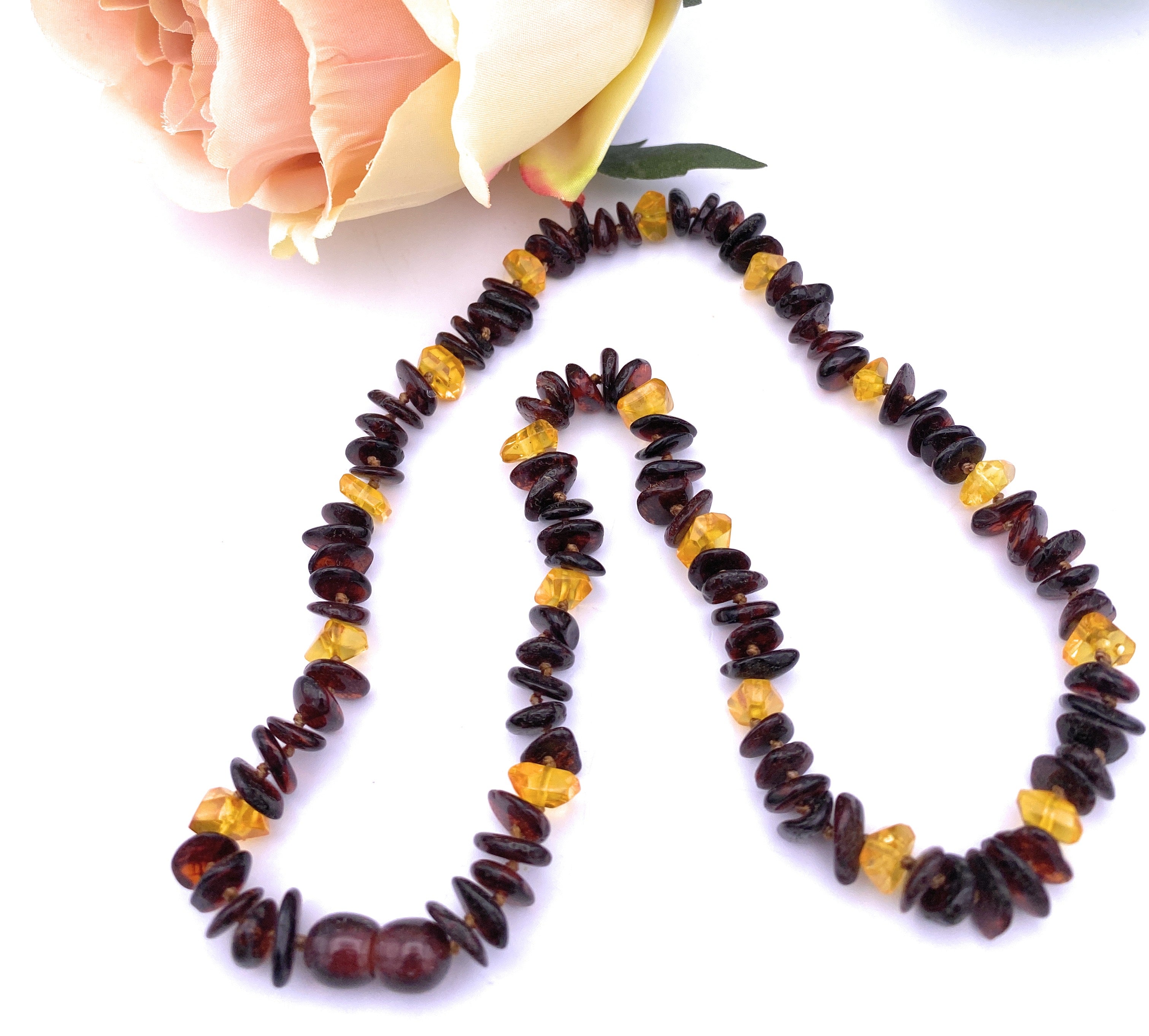 Mehrfarbige Bernstein Halskette 8mm