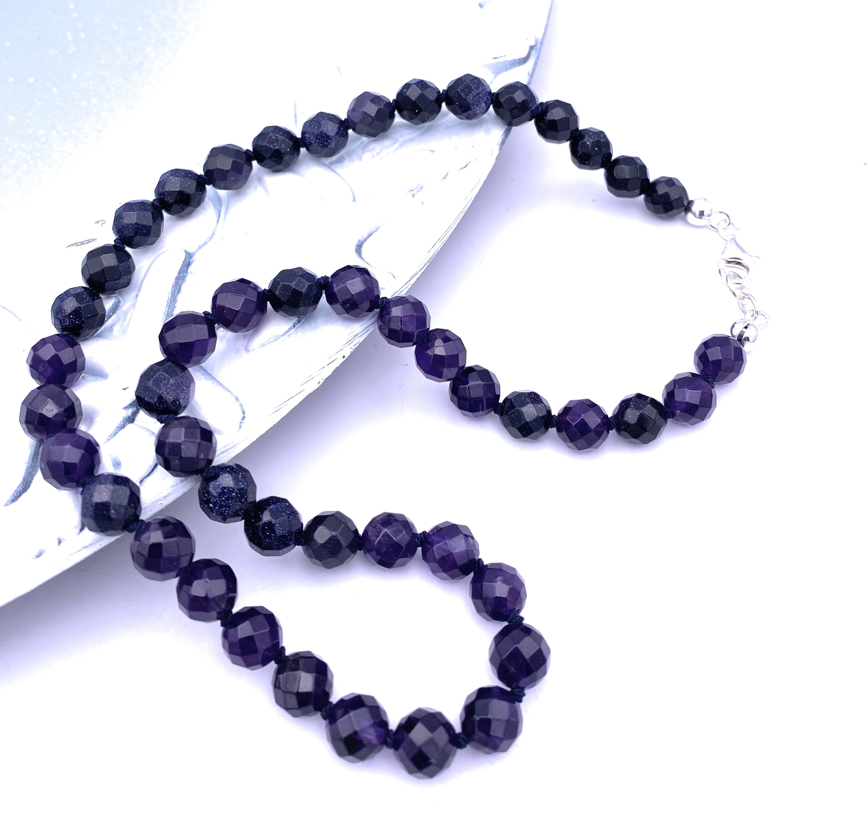 Facettierte Blaufluss Halskette 8mm