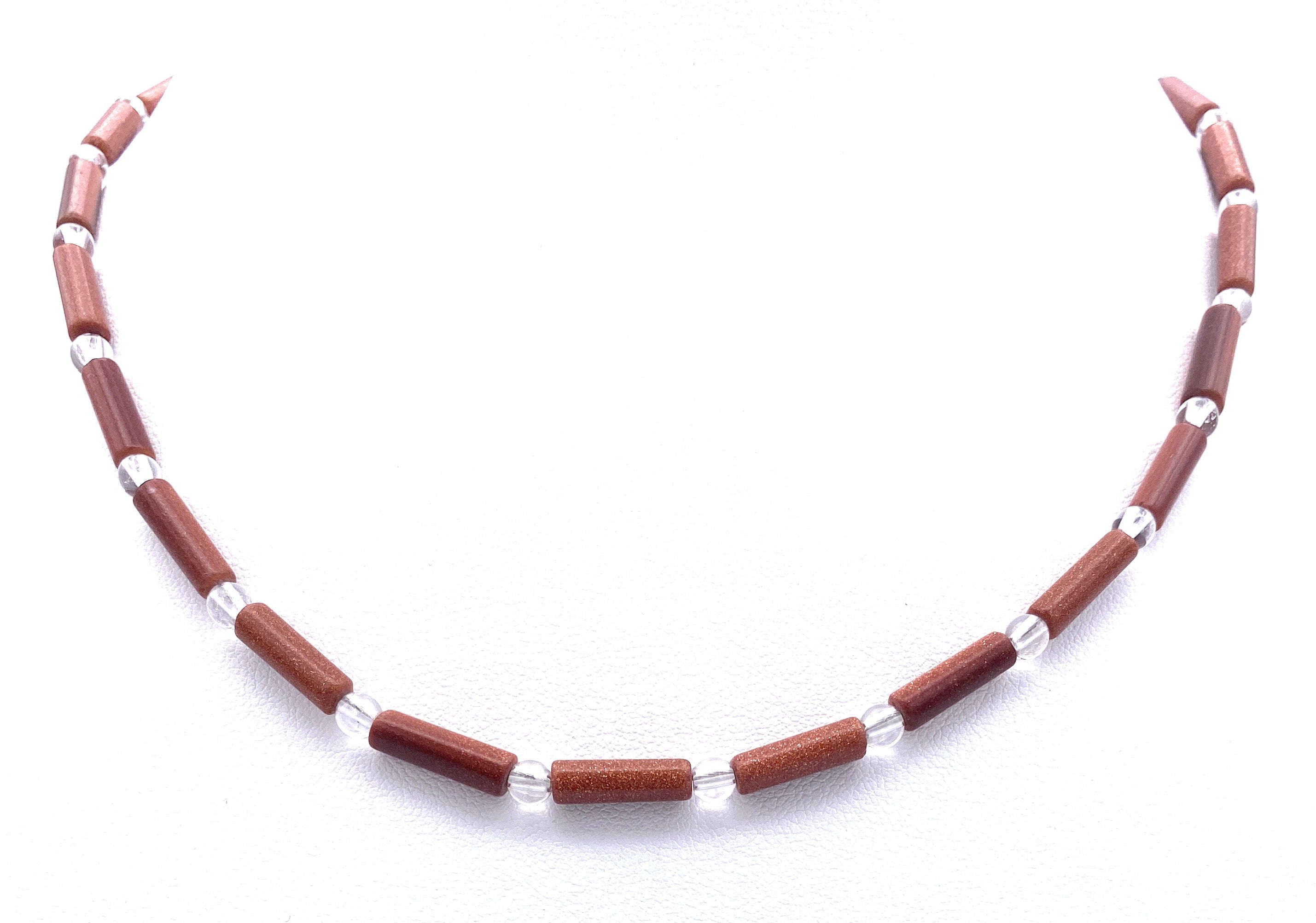 Goldfluss Walzenkette mit Bergkristall 4mm