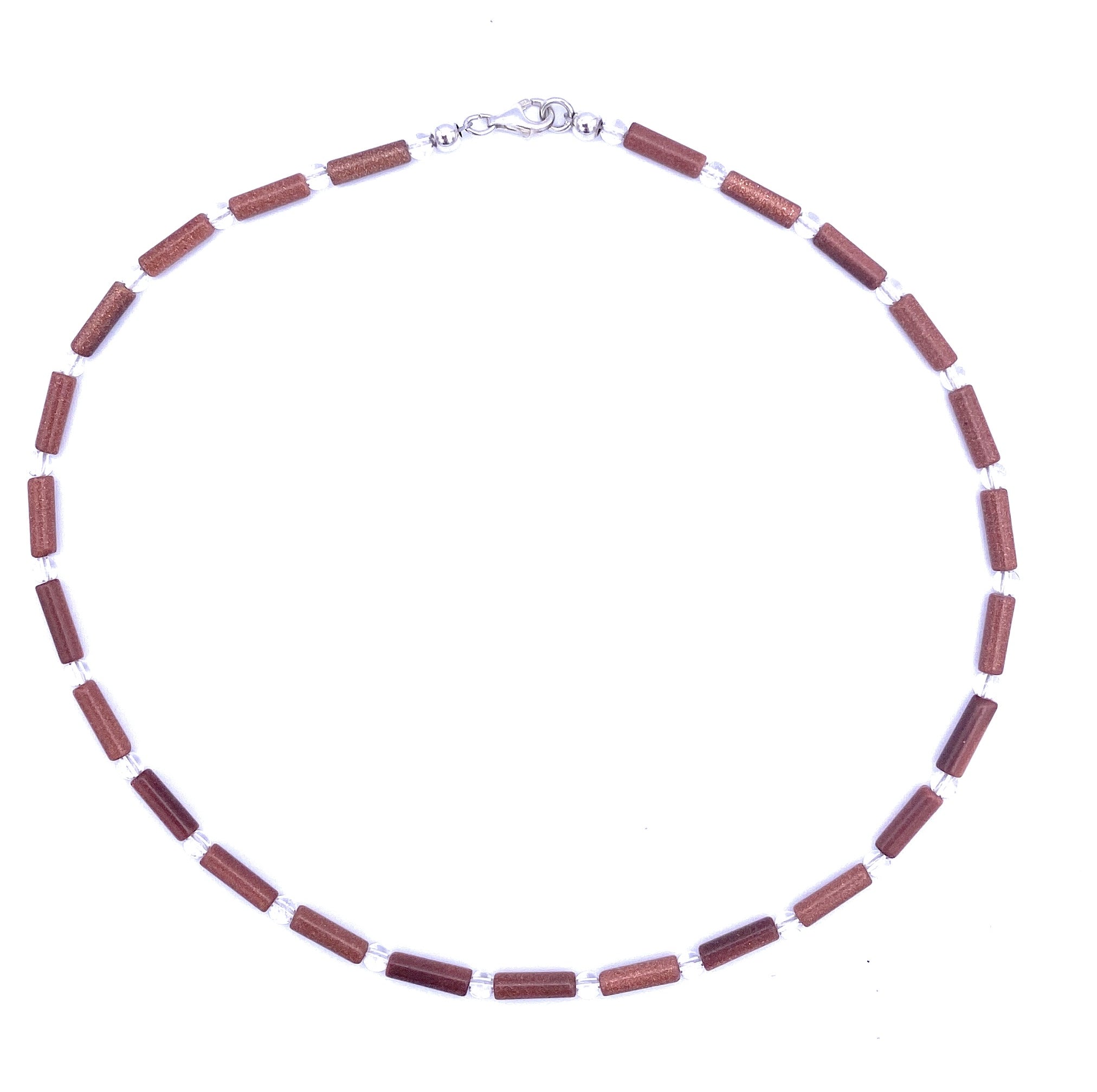 Goldfluss Walzenkette mit Bergkristall 4mm