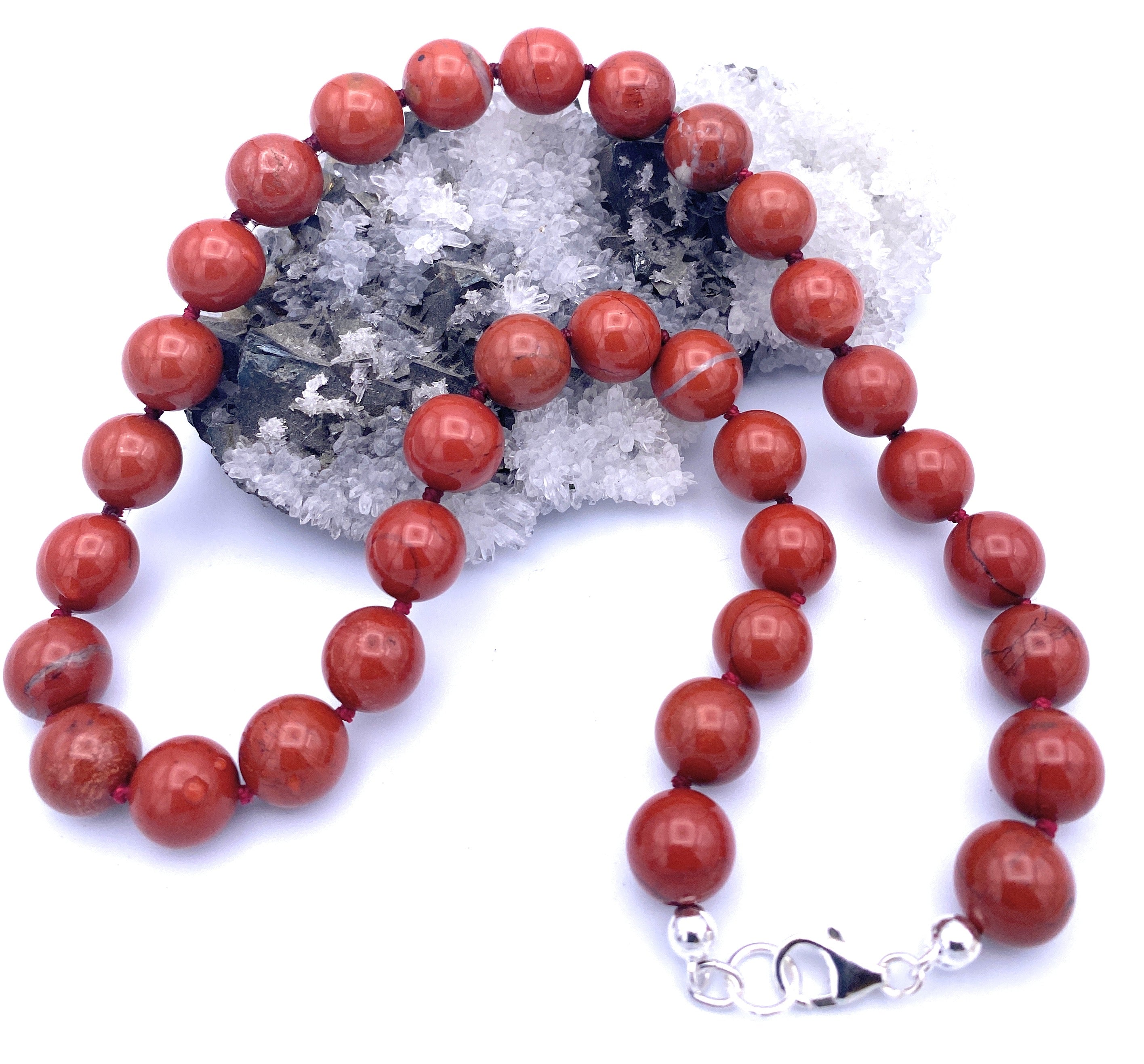 Roter Jaspis Kugel Halskette 12mm