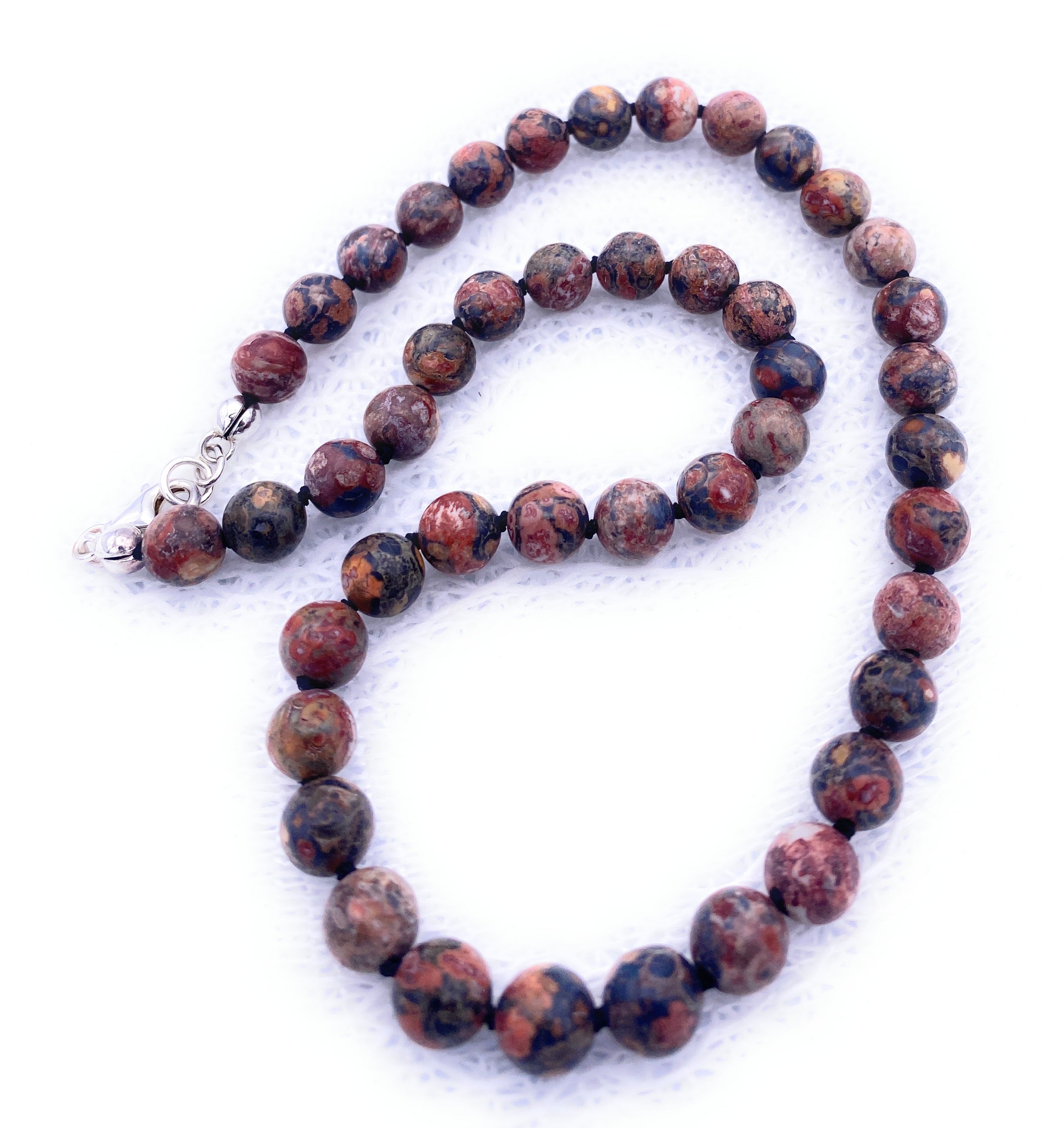 Leoparden-Jaspis Kugel Halskette 8mm