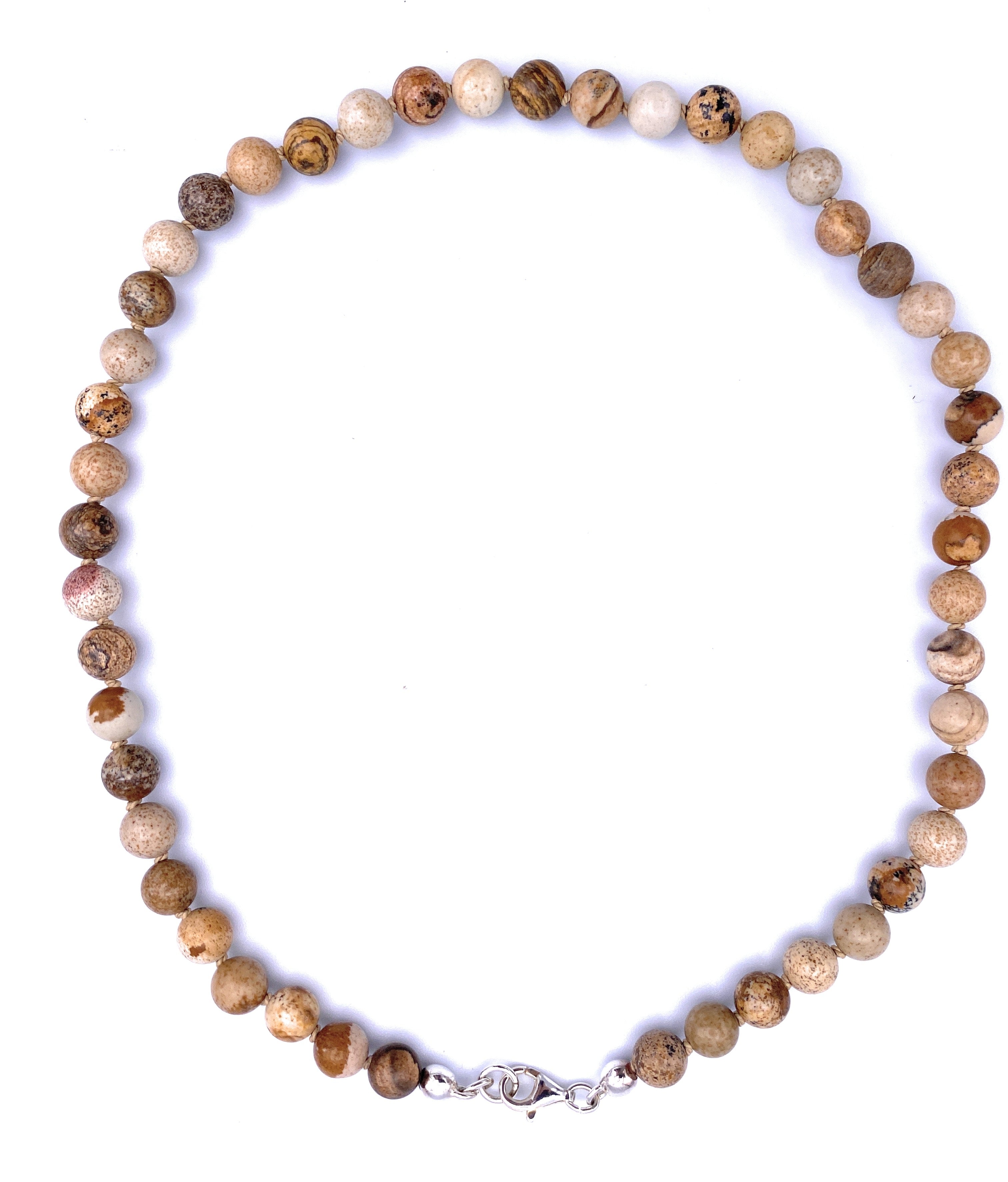 Landschafts-Jaspis Halskette 8 mm